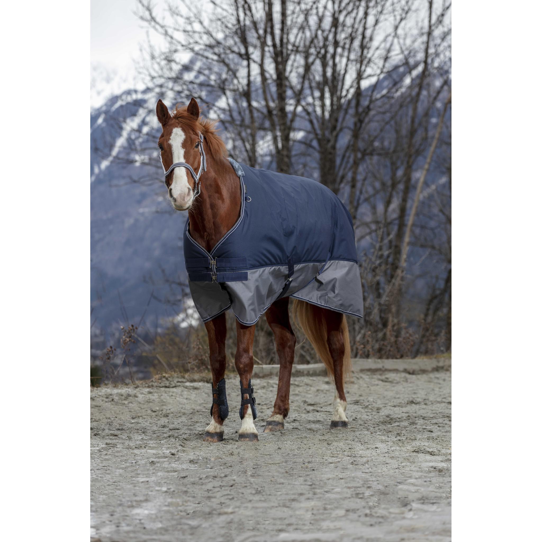 EQUITHÈME Tyrex 600D Turnout rug lined with polar fleece - Standard Navy blue/grey 400913763