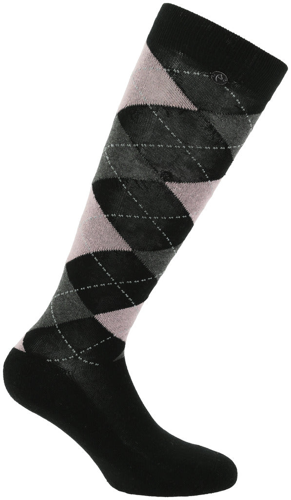 EQUITHÈME Argyle socks - Women Black/Old Pink