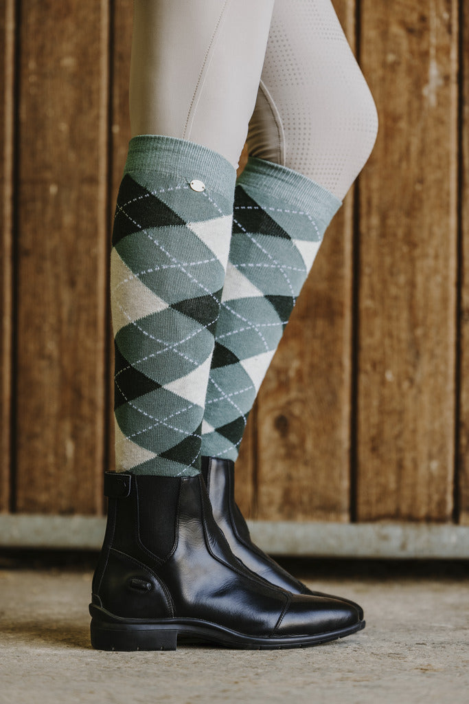 EQUITHÈME Argyle socks - Women Sage Green/Charcoal