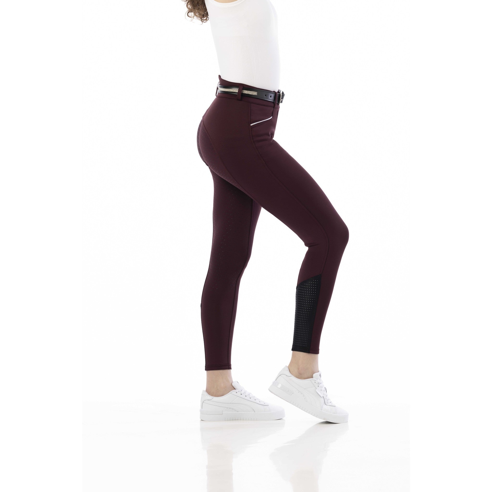 EQUITHÈME Claudine Breeches with silicone full seat - Ladies Burgundy 979788336