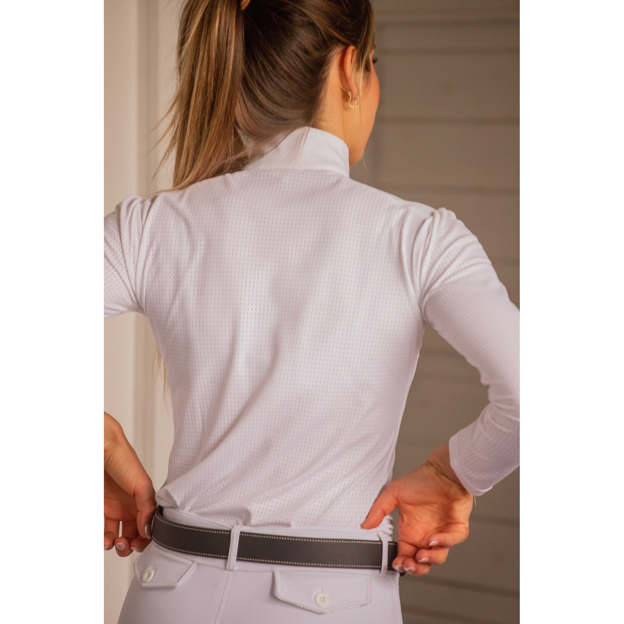 Pénélope Bruges Mesh Competition Polo Shirt - Ladies White - 987926011_ambi_6