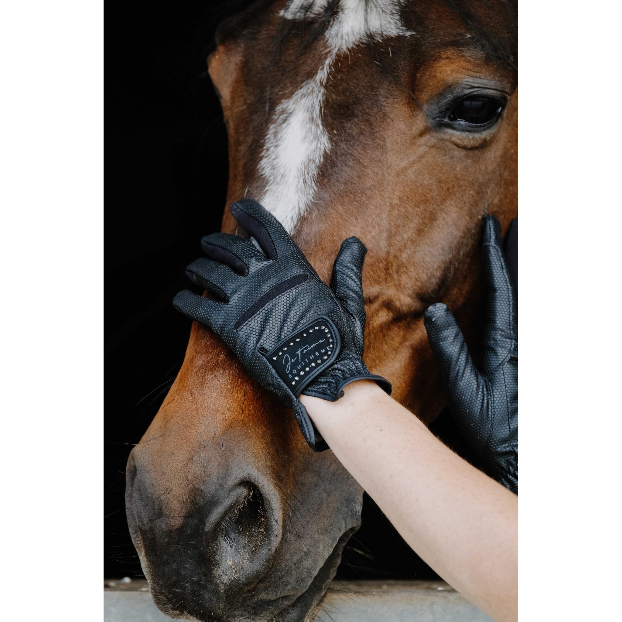 Je t’aime EQUITHÈME Strass Gloves - Adult Black/black 930016022