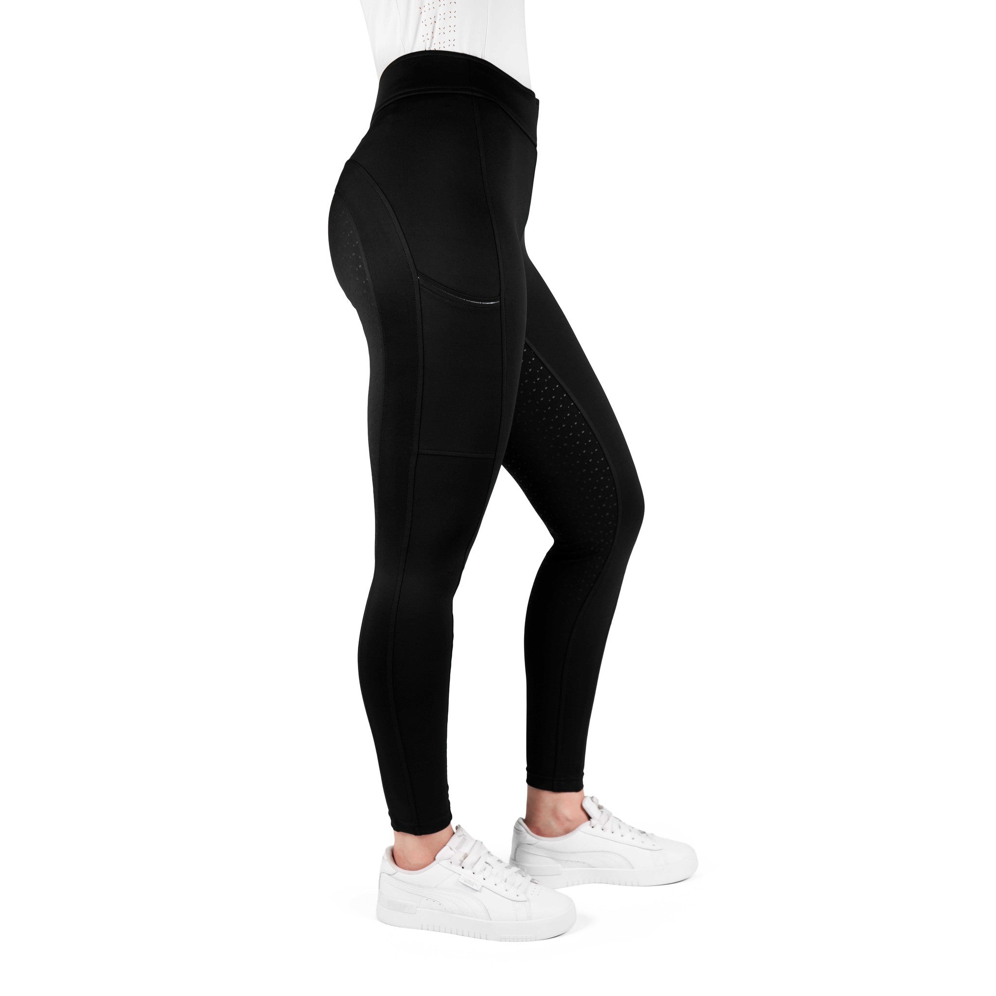 EQUITHÈME Birdy Full Seat Silicone Leggings - Ladies Black 979171236