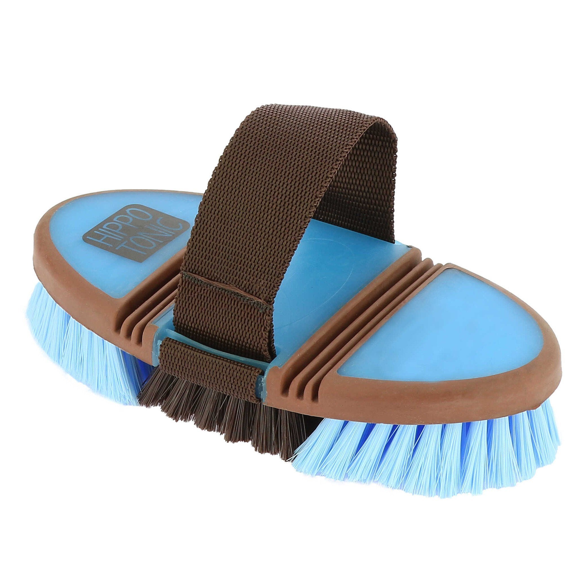 "Softgrip" flexible nylon dandy brush HIPPO-TONIC Baby blue/chocolate 700550124