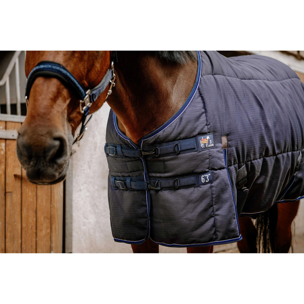 EQUITHÈME Classic 3 Layers Stable Blanket - Standard - Navy blue - 400614759_ambi_2