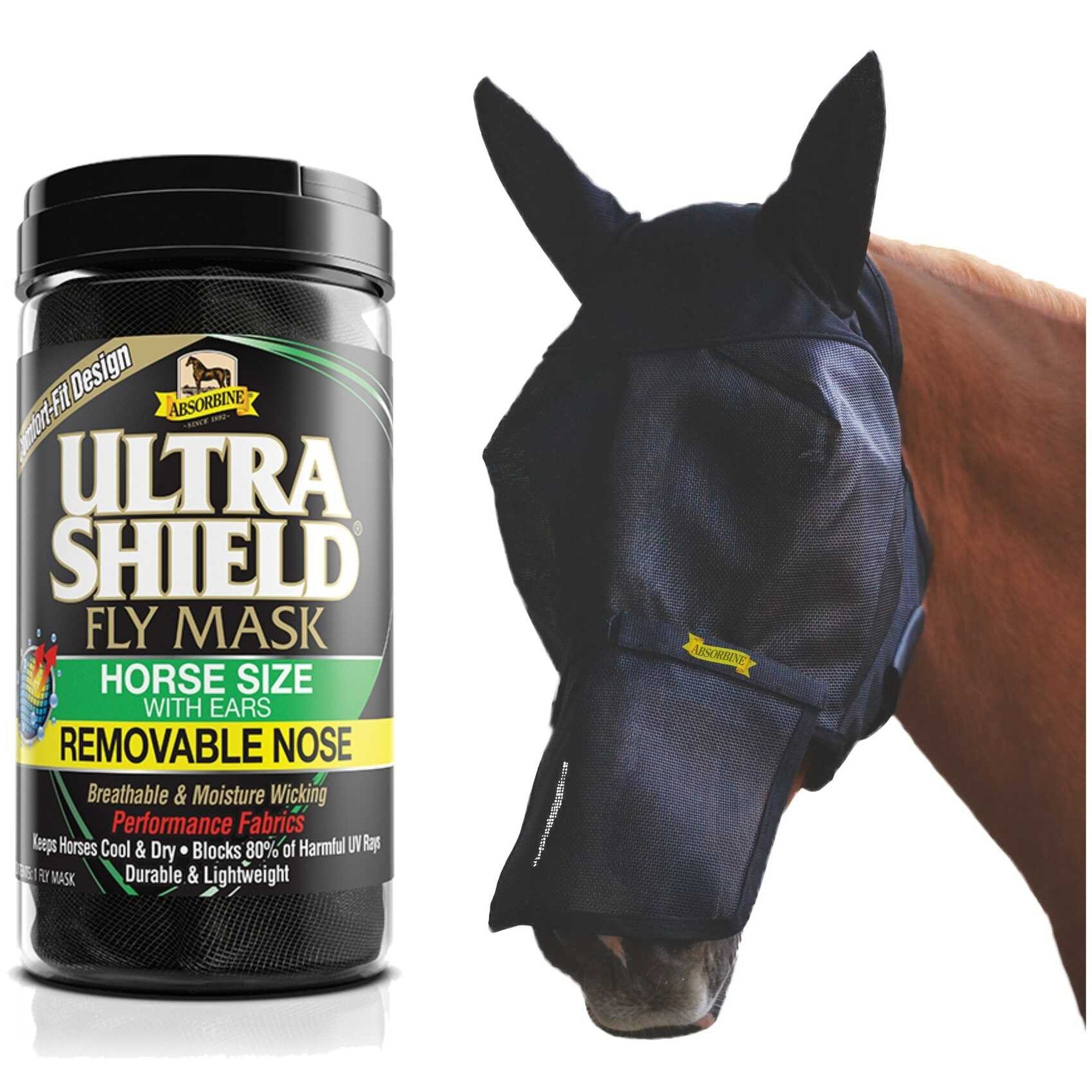 Absorbine Ultrashield Fly Mask with Detachable Ears and Nose Black - 383306006_packshot_4