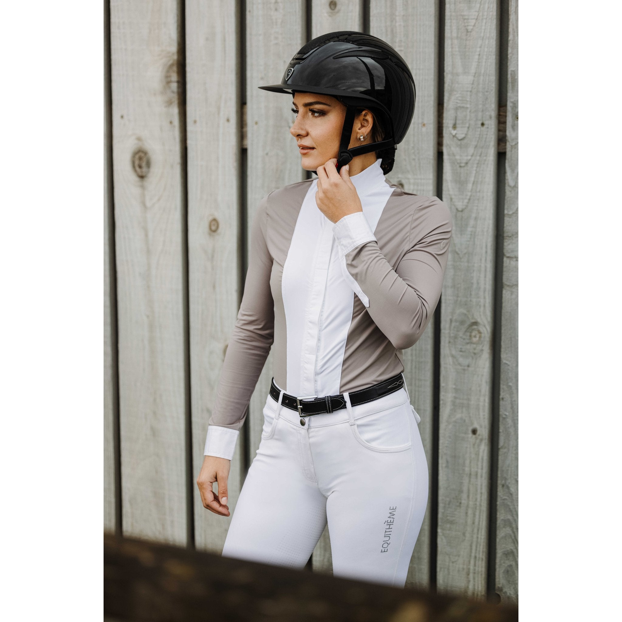 EQUITHÈME Julie Show Shirt - Ladies - Taupe - 962124271_ambi_1