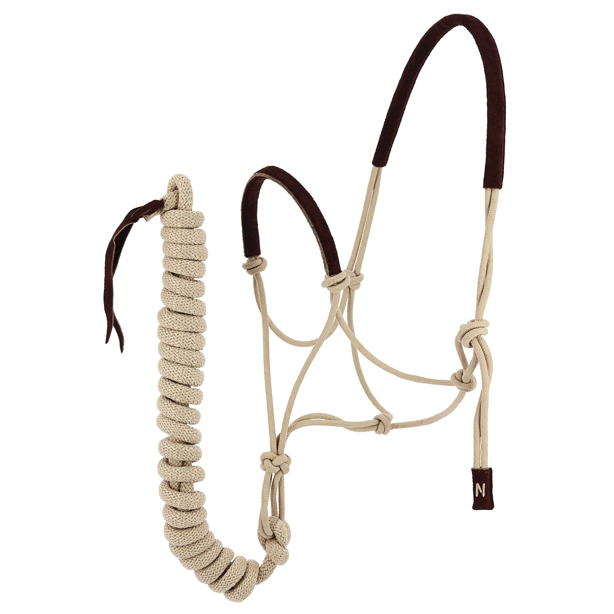 Norton Suede Rope Halter and Lead Set Beige/chocolate 510270405
