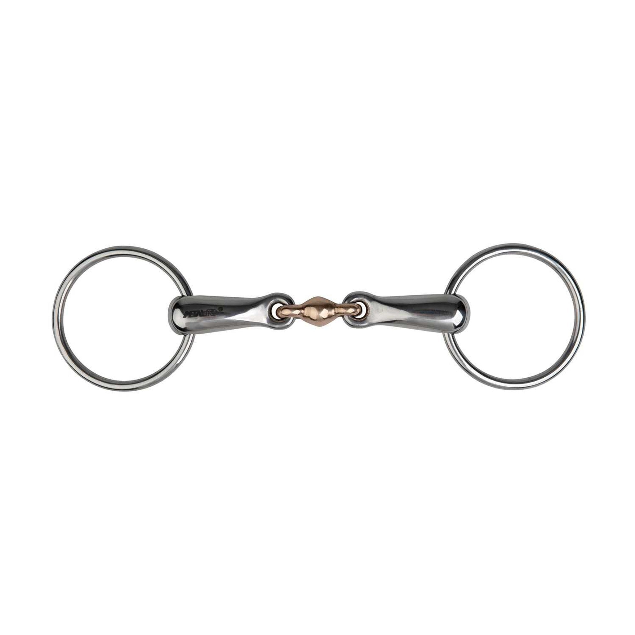 Metalab double jointed Snaffle bit with copper ball 590015125