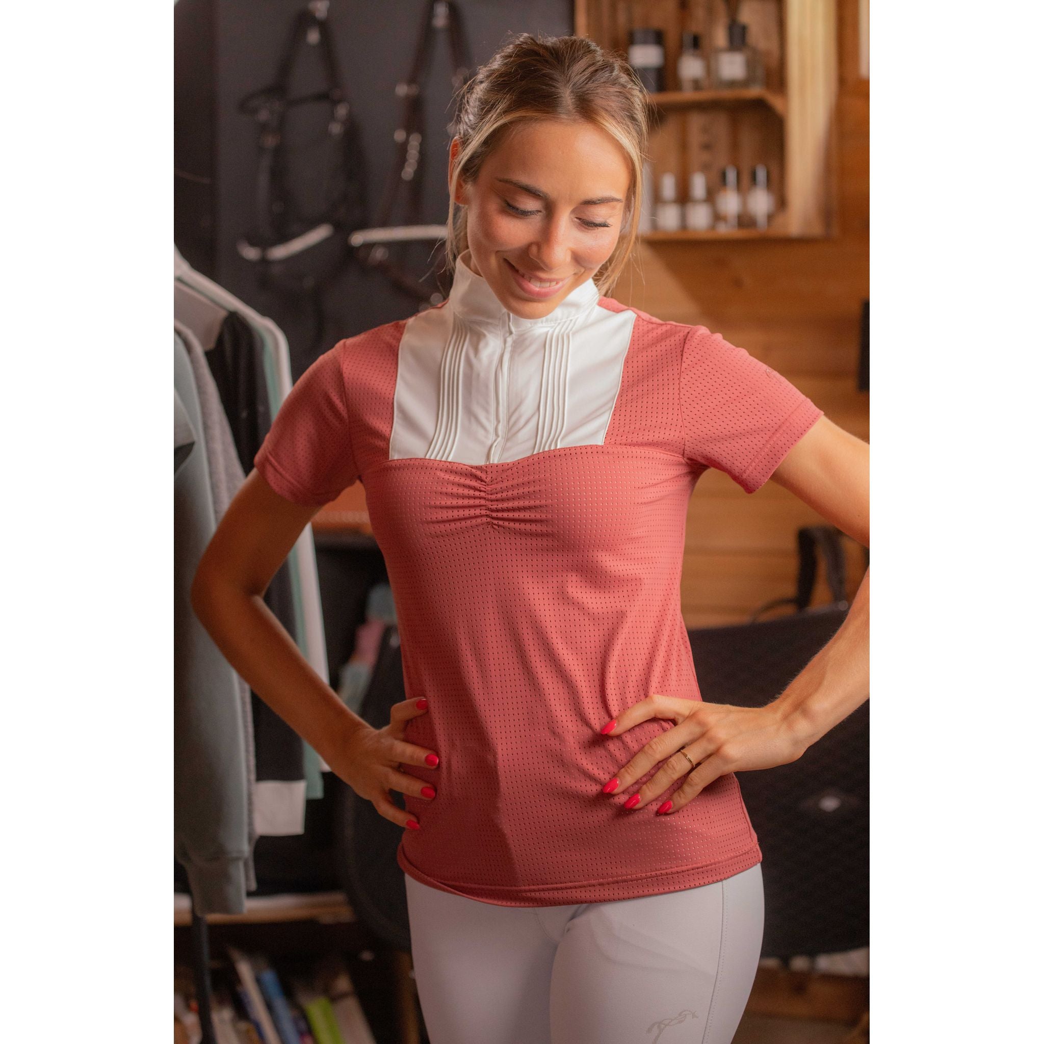Penelope Florence Mesh Competition Polo - Women's Terracotta - 987924241_ambi_1