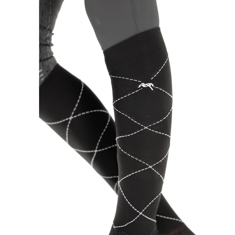 Pénélope Luxe Stripes & Cross socks - Ladies Black