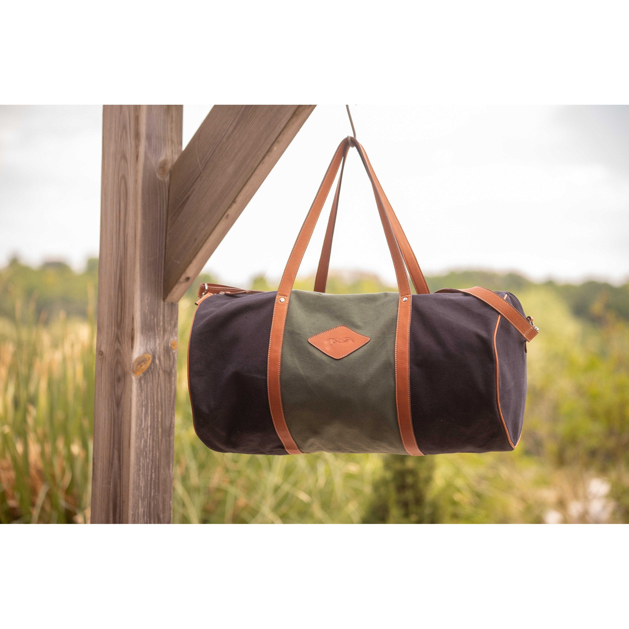 Pénélope Canvas Bowl Bag - Medium Green/black 936224092