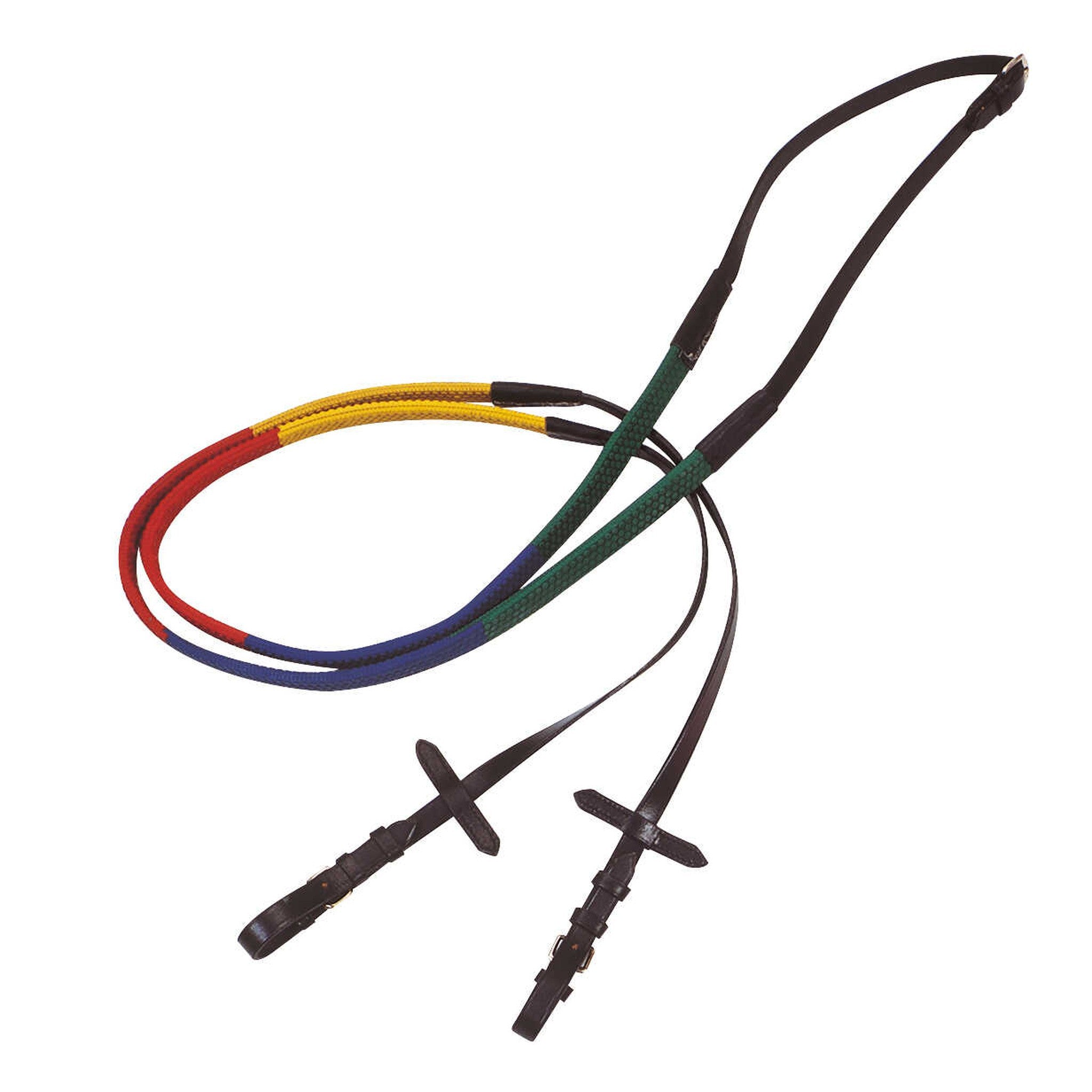 Norton Club Training rubber covered reins Black, multicolour thread, nickel plated brass buckle 305019002