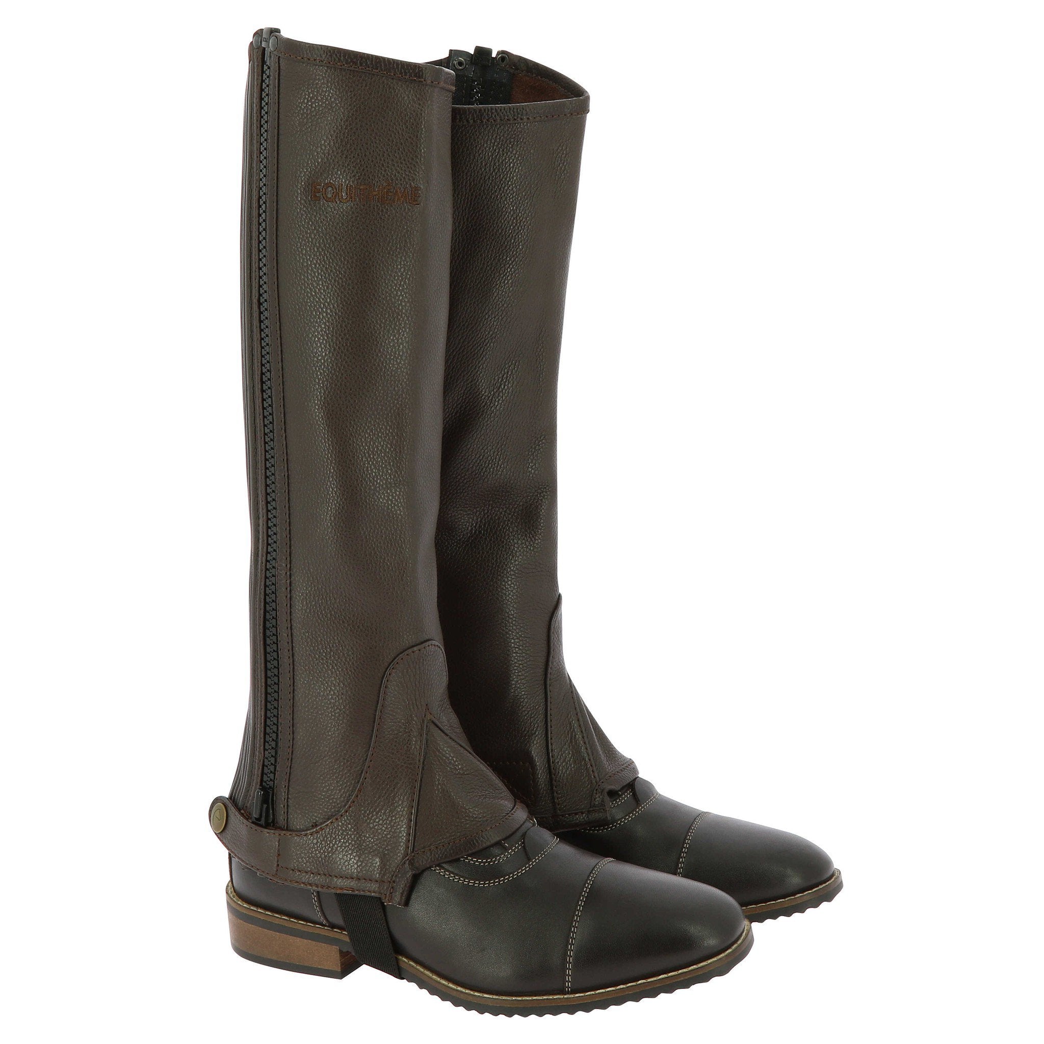 EQUITHÈME Leather half-chaps - Adult Brown 913015403