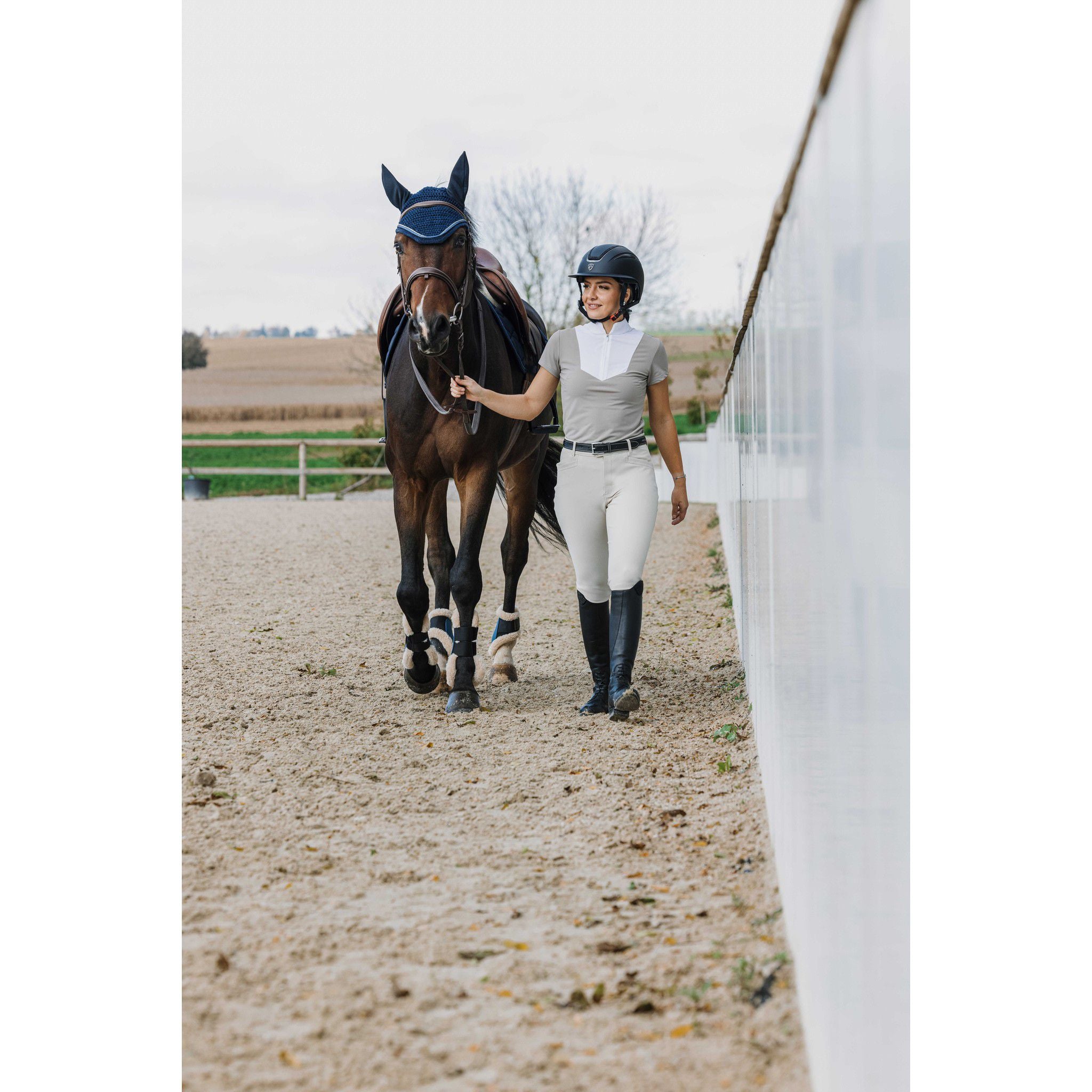 EQUITHÈME Tokyo Show Polo Shirt - Ladies Taupe 962117271