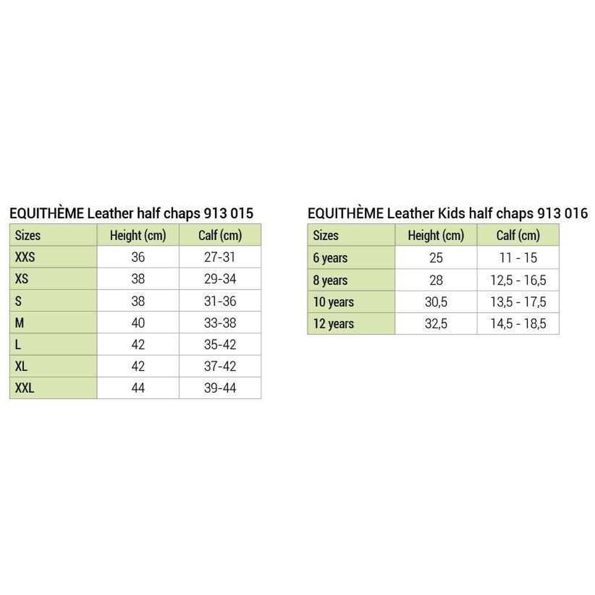 EQUITHÈME Leather half-chaps - Adult Black 913015203