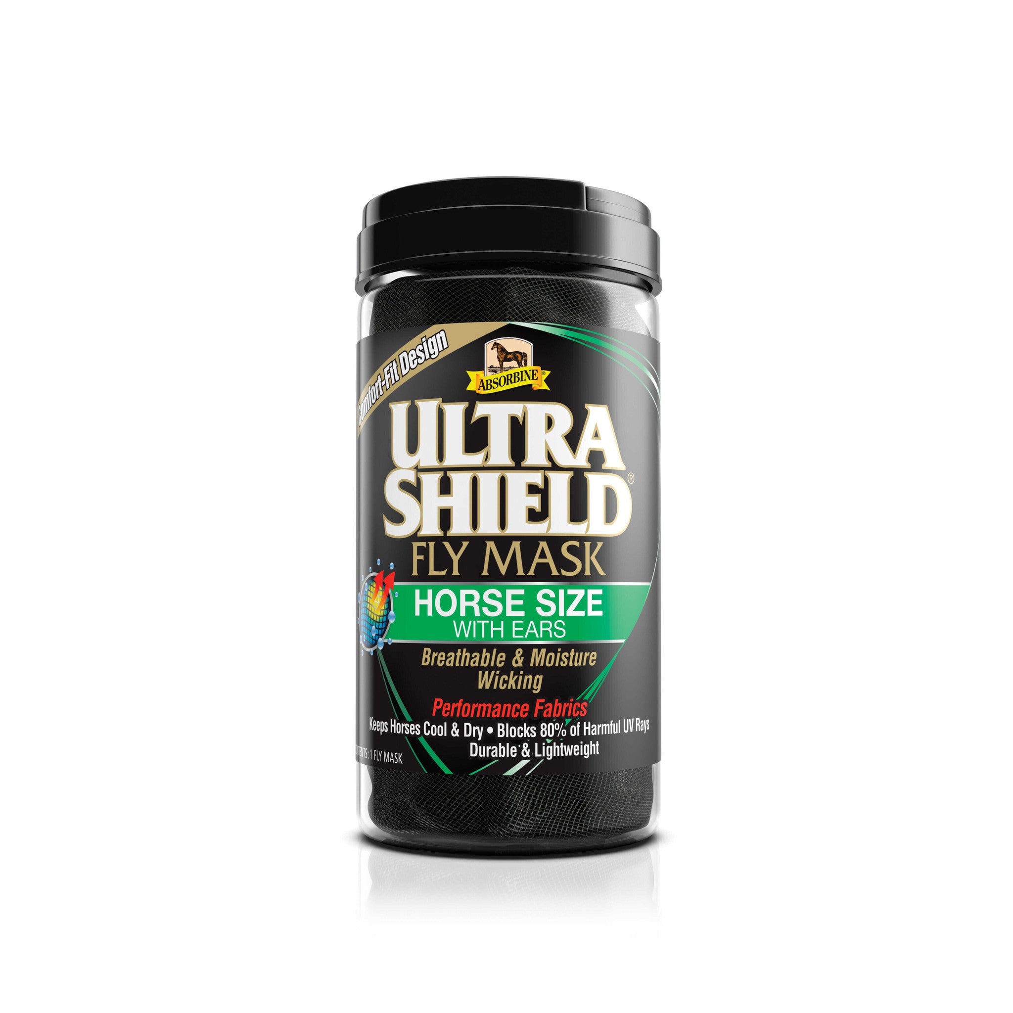 Absorbine Ultrashield Fly Mask with Ears Black - 383302006_packshot_1