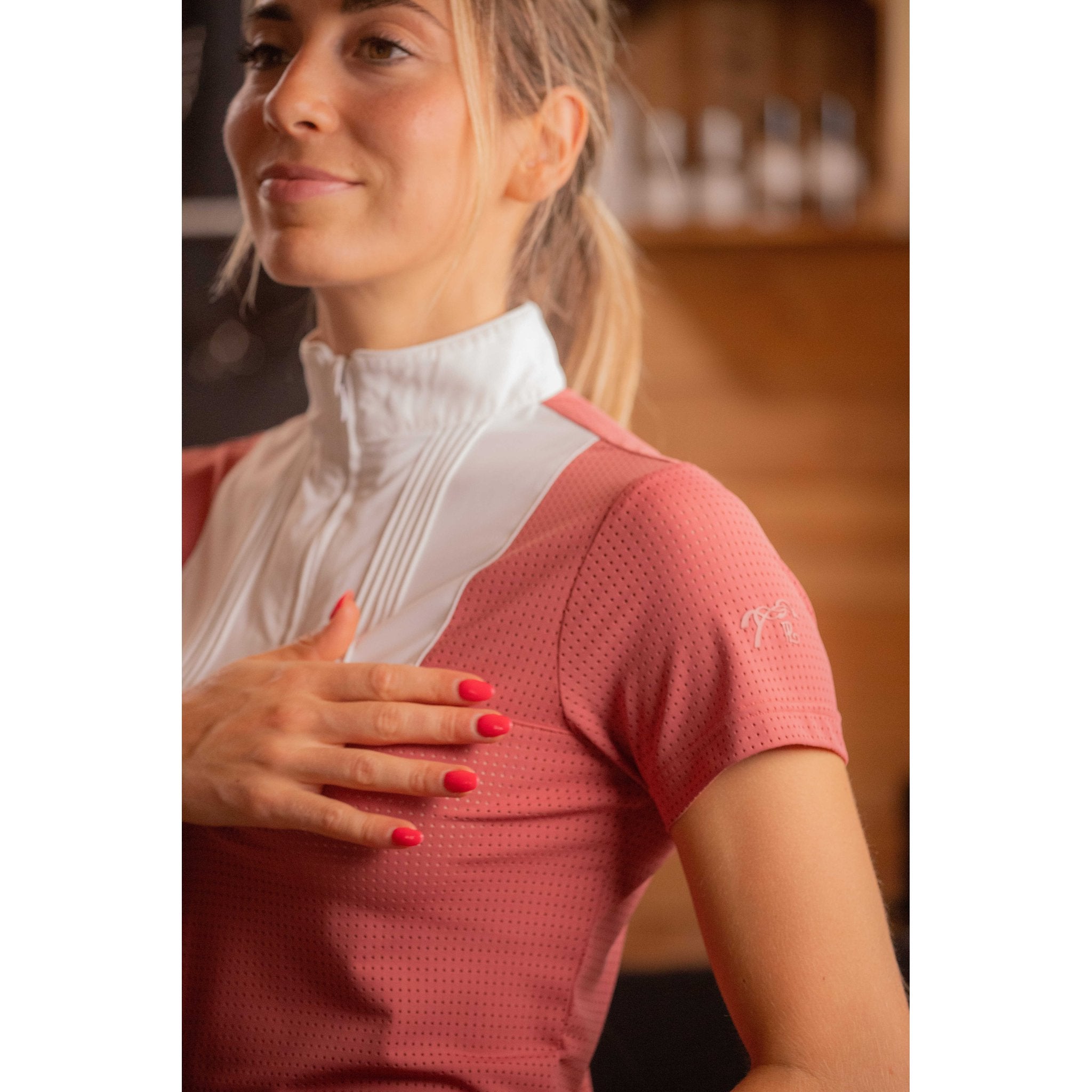 Penelope Florence Mesh Competition Polo - Women's Terracotta - 987924241_ambi_3