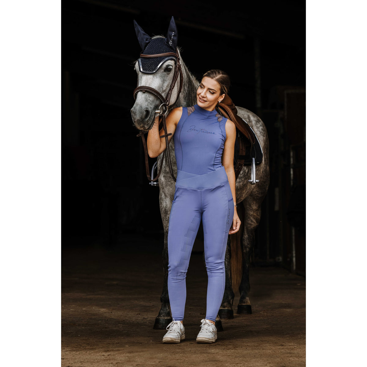 EQUITHÈME Flora Silicone Grip Riding Tights - Women - Purple - 979163636_ambi_1