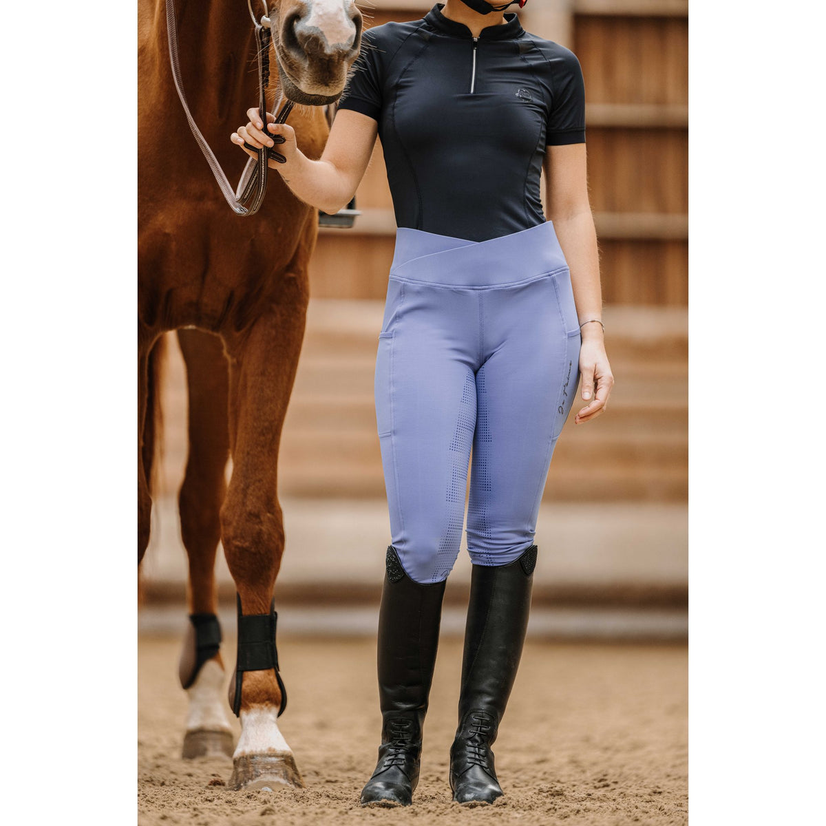 EQUITHÈME Flora Silicone Grip Riding Tights - Women - Purple - 979163636_ambi_5