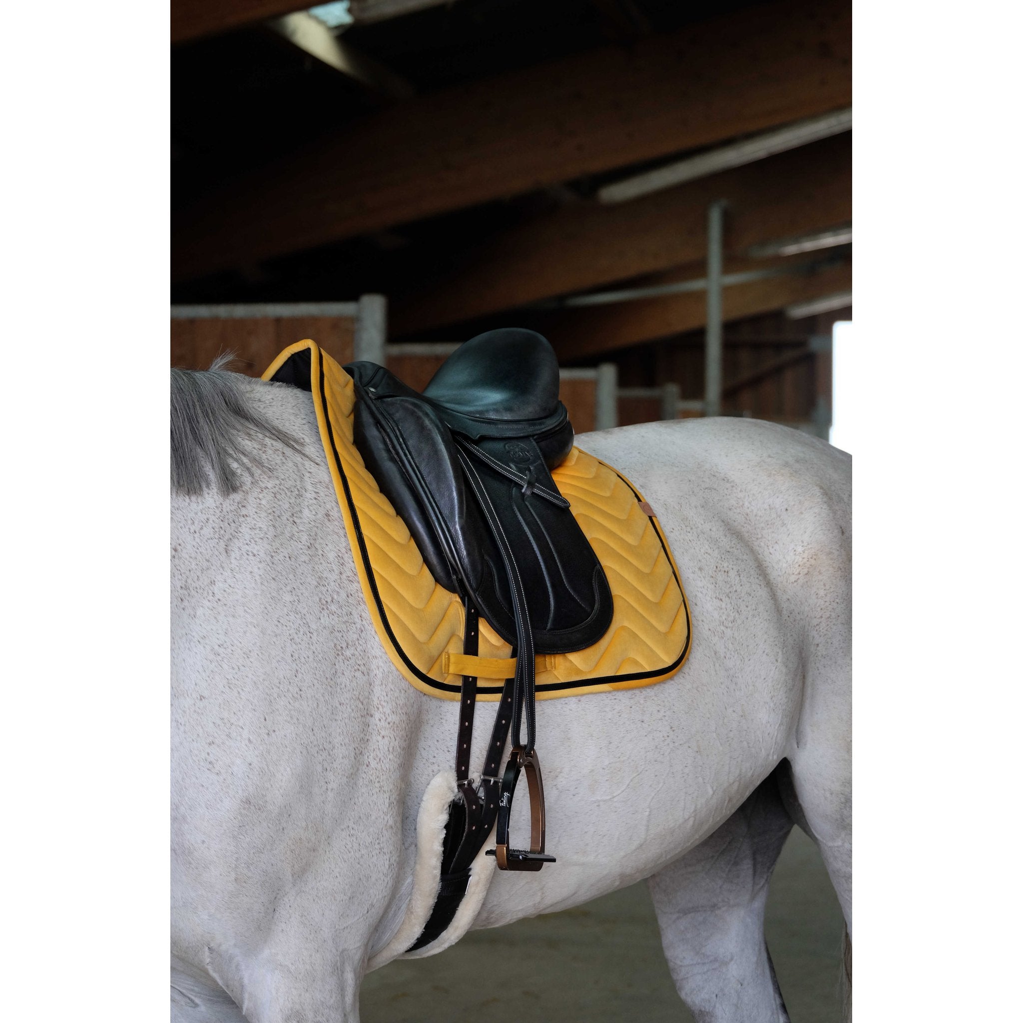 EQUITHÈME Glossy Dressage Saddle Pad Yellow - 204765010_ambi_2