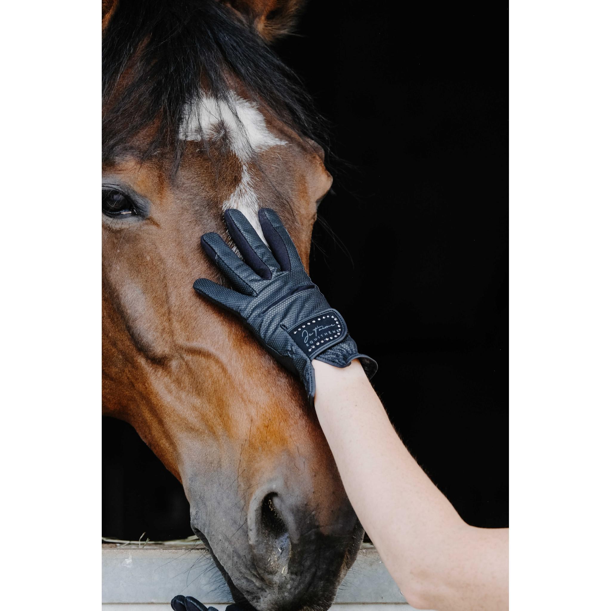Je t’aime EQUITHÈME Strass Gloves - Adult Black/black 930016022