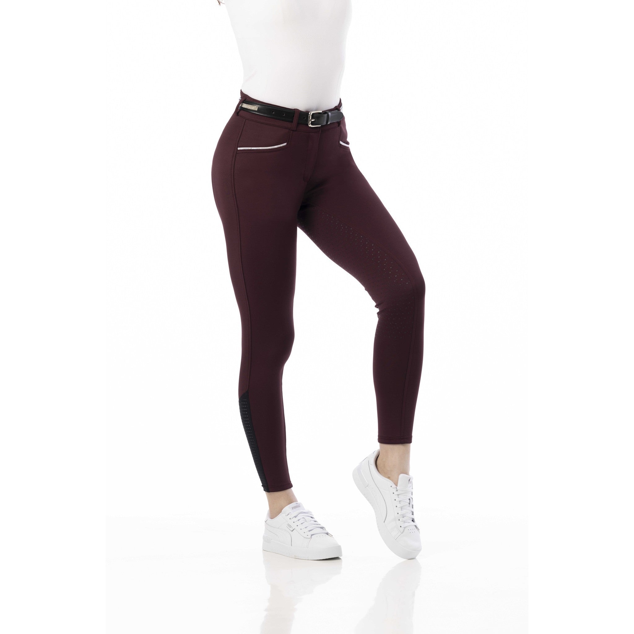 EQUITHÈME Claudine Breeches with silicone full seat - Ladies Burgundy 979788336