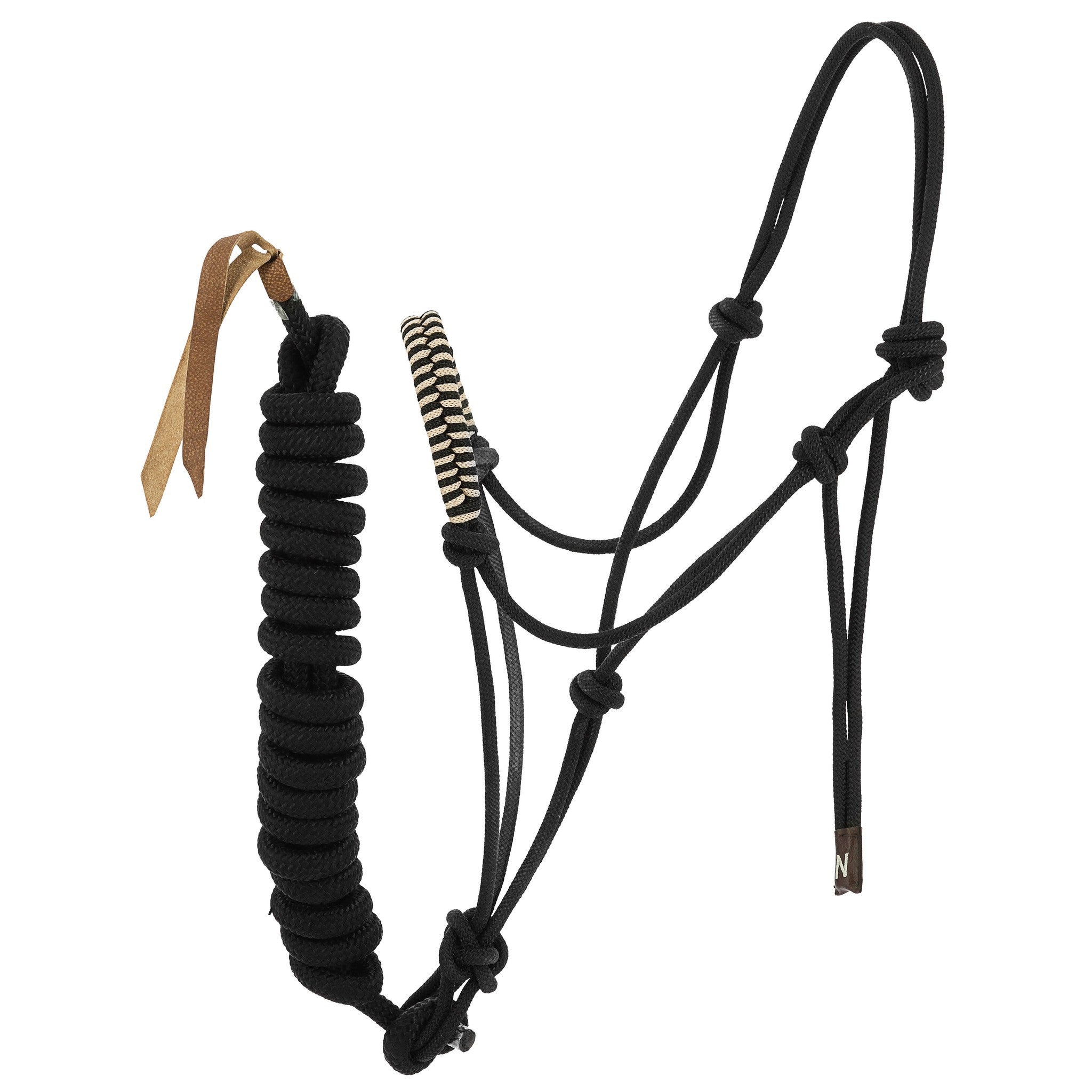 Norton Deco Rope Halter and Lead Set Black/beige 510265302