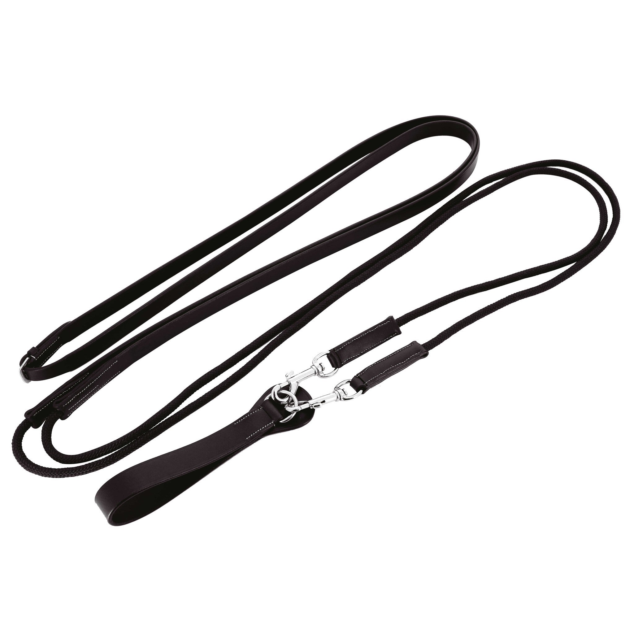 Norton Pro Draw Reins, leather/ rope Black 305063302