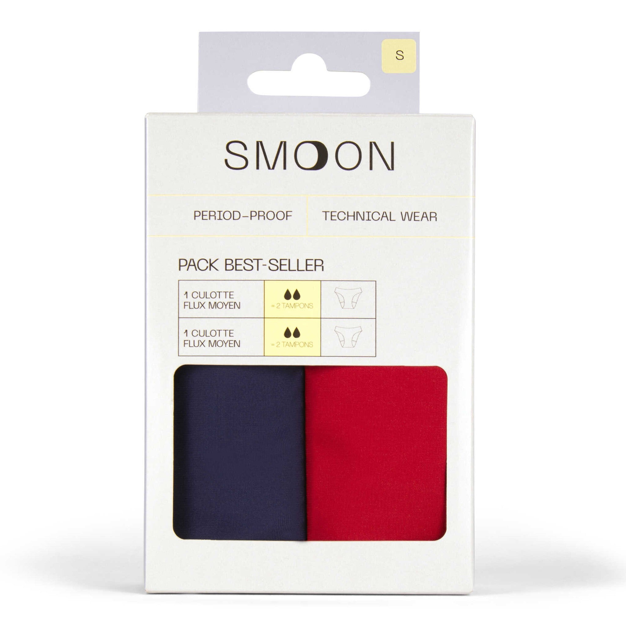 Pack of 2 SMOON Medium Flow Menstrual Panties - Women's Red/blue - 983401632_packshot_1