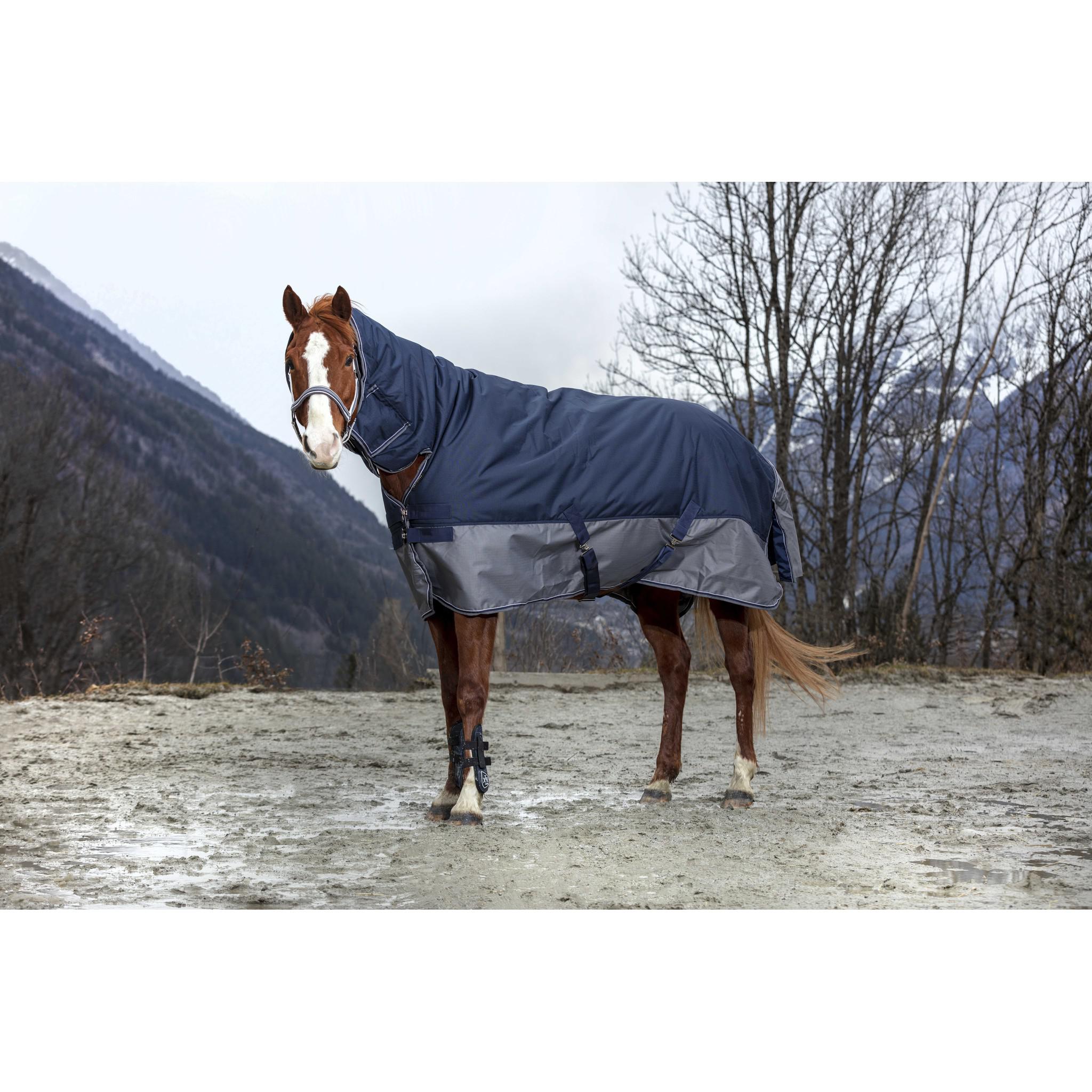 EQUITHÈME Tyrex 600D turnout rug - Combo Navy blue/grey 400920763