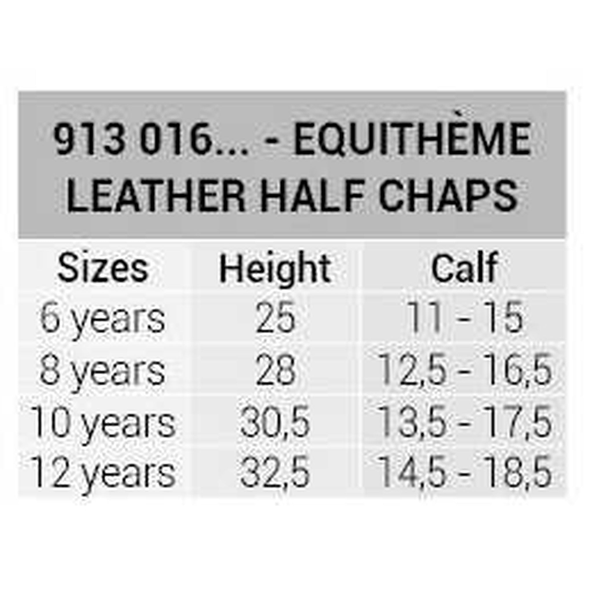 EQUITHÈME Leather half-chaps - Children Black 913016210