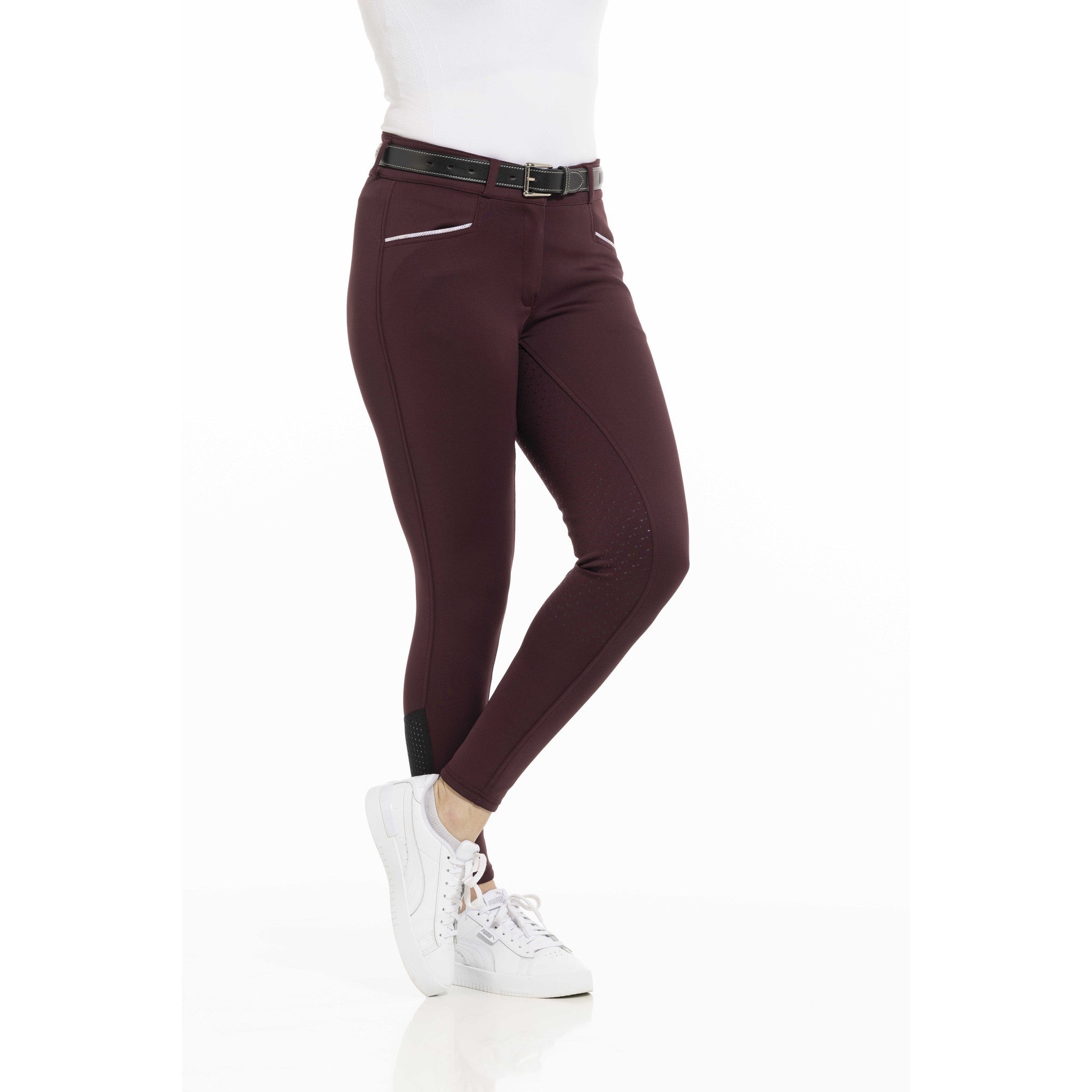 EQUITHÈME Claudine Breeches with silicone full seat - Ladies Burgundy 979788336