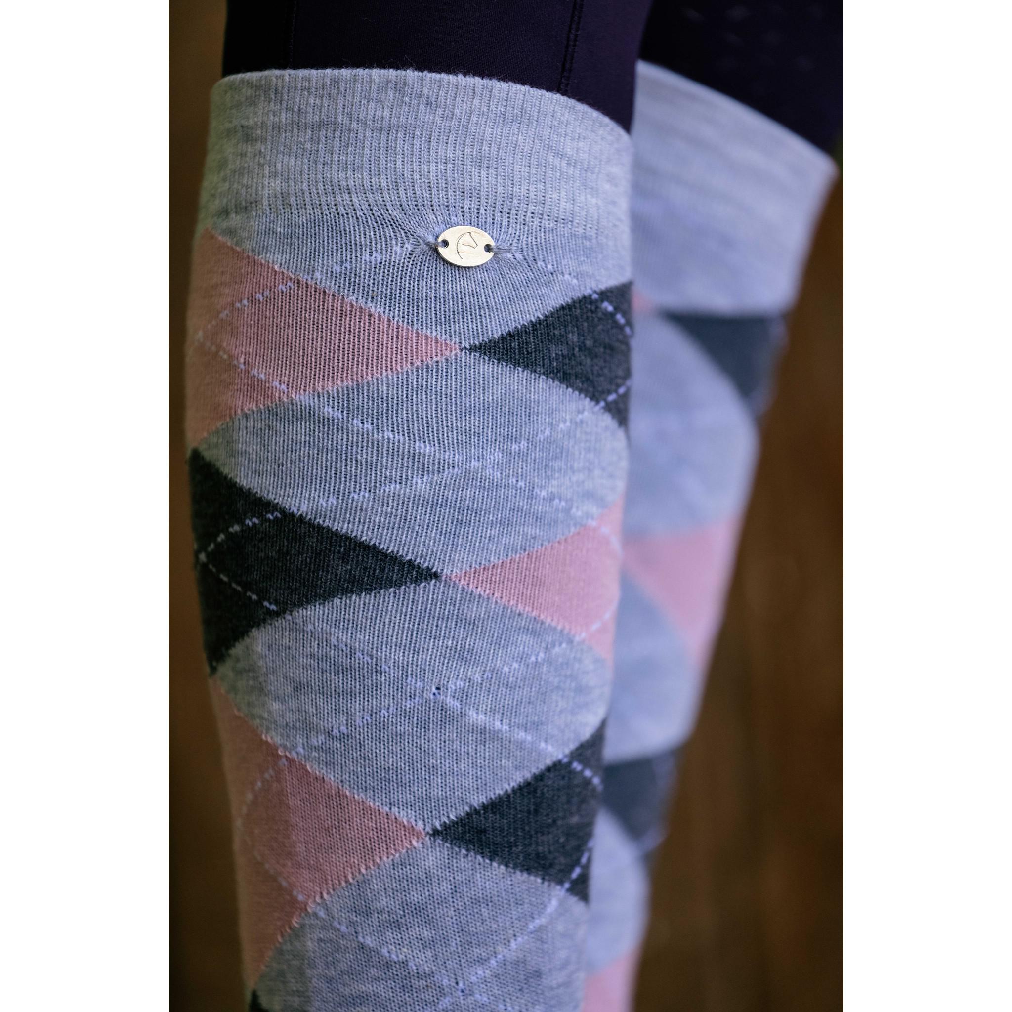 EQUITHÈME Argyle socks - Women Grey/pink 986391116