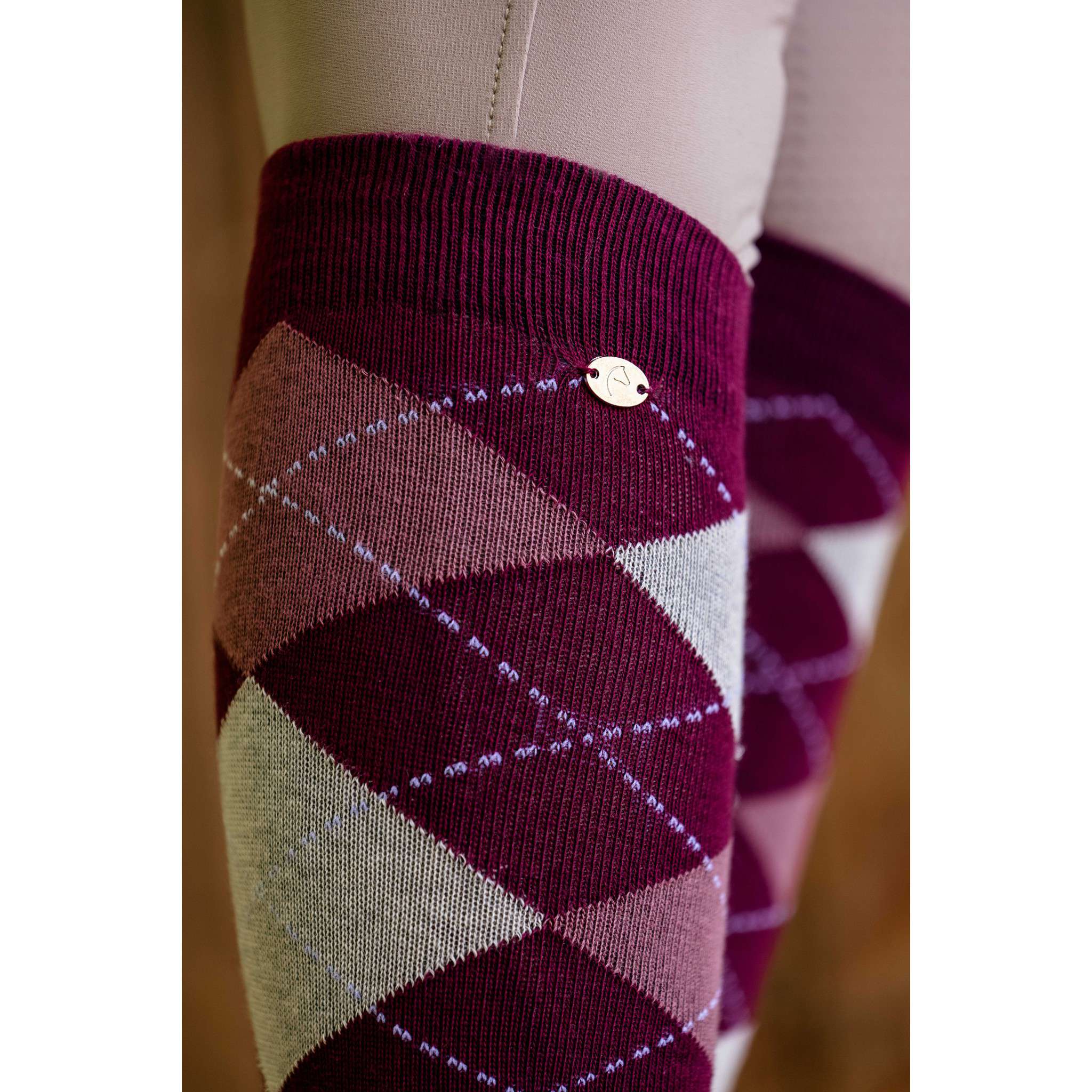 EQUITHÈME Argyle socks - Women Burgundy 986391316