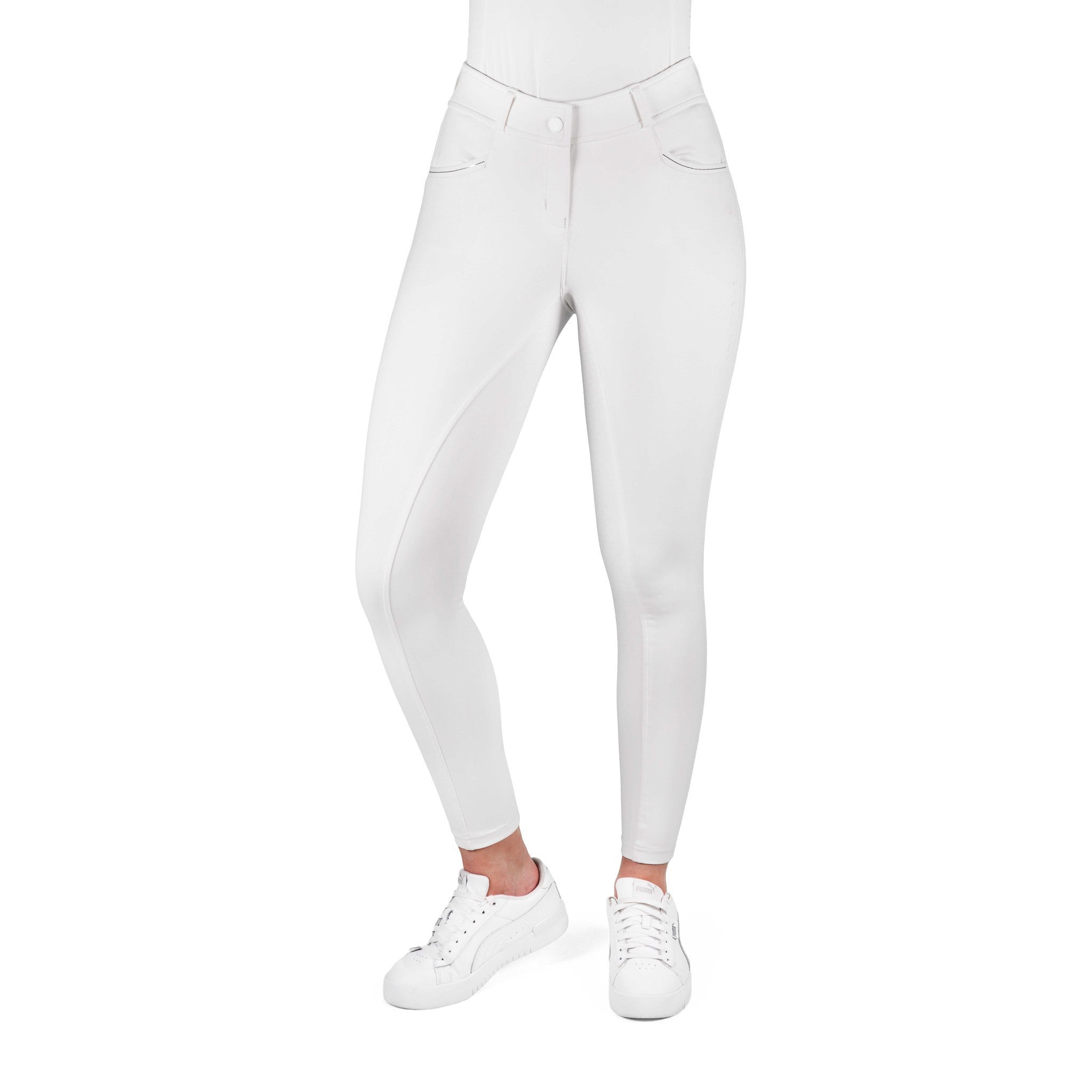EQUITHÈME Carly Full Silicone Seat Breeches for Women White 979862136