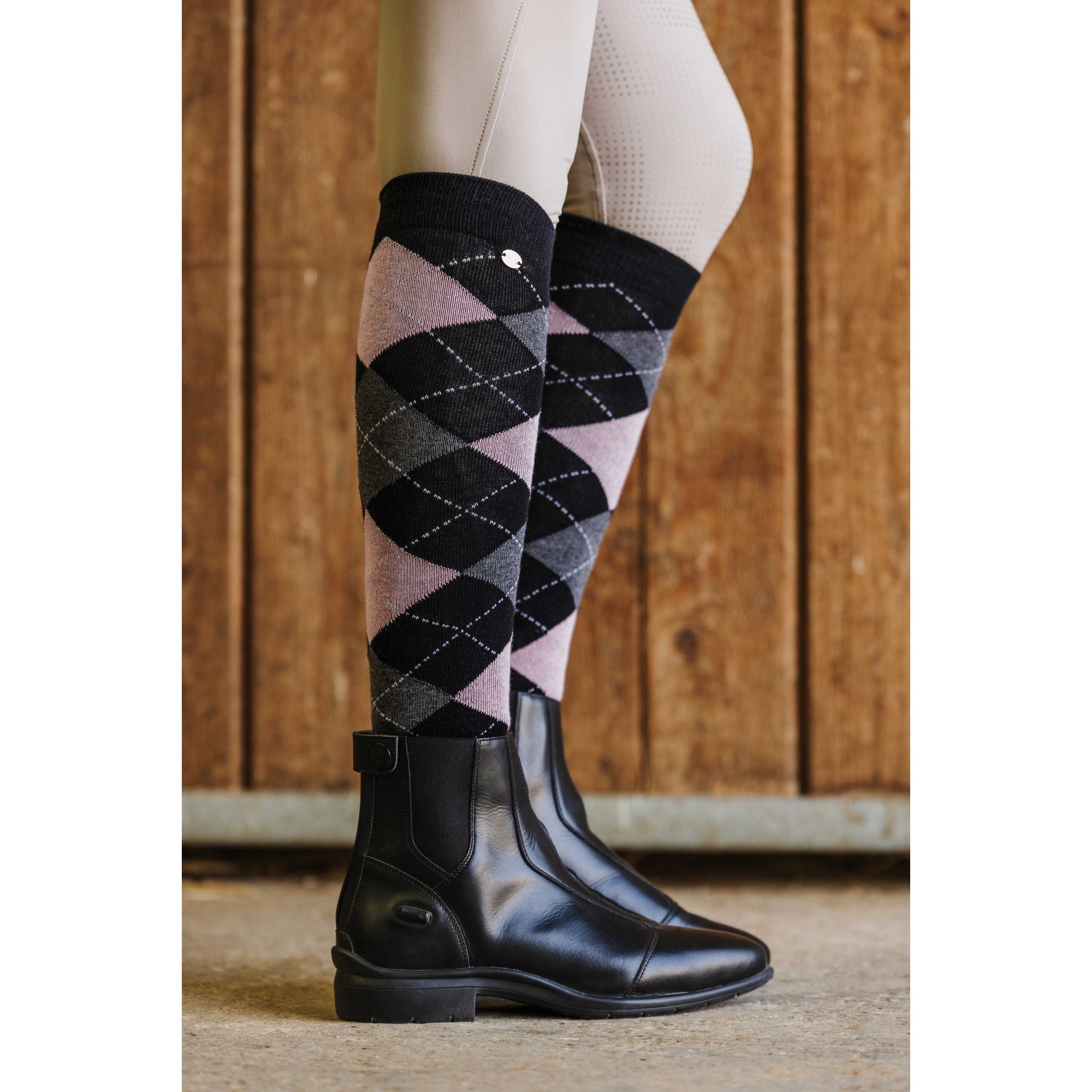 EQUITHÈME Argyle socks - Women Black/pink 986391216