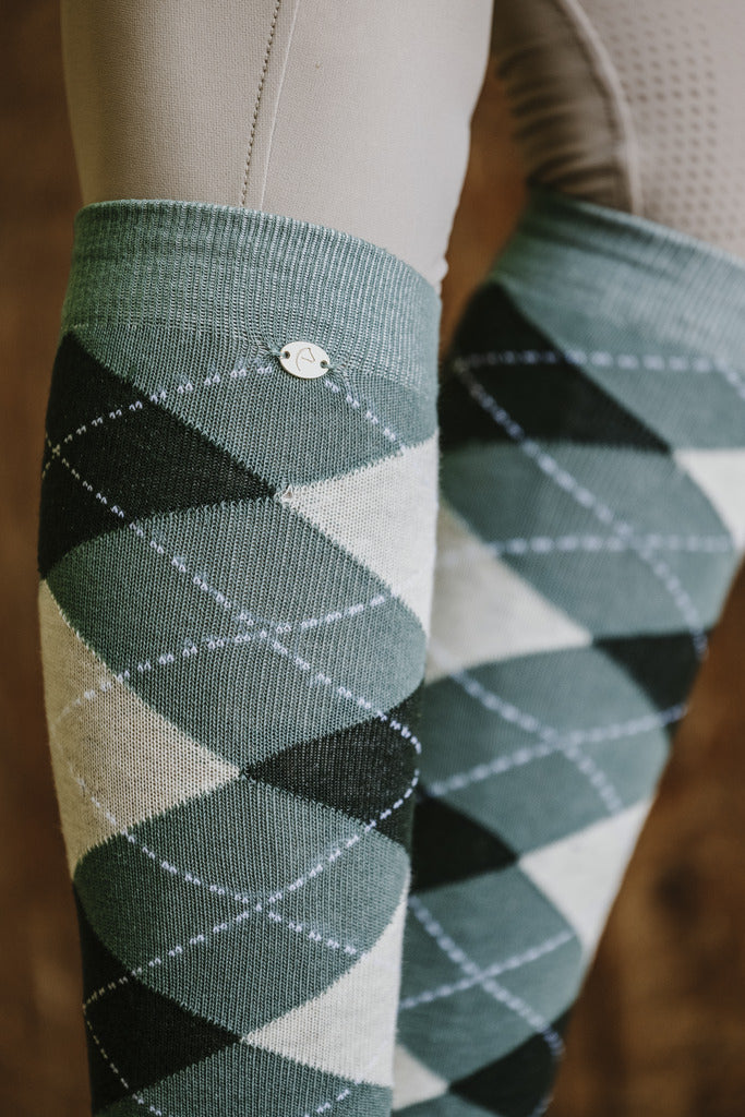 EQUITHÈME Argyle socks - Women Sage Green/Charcoal