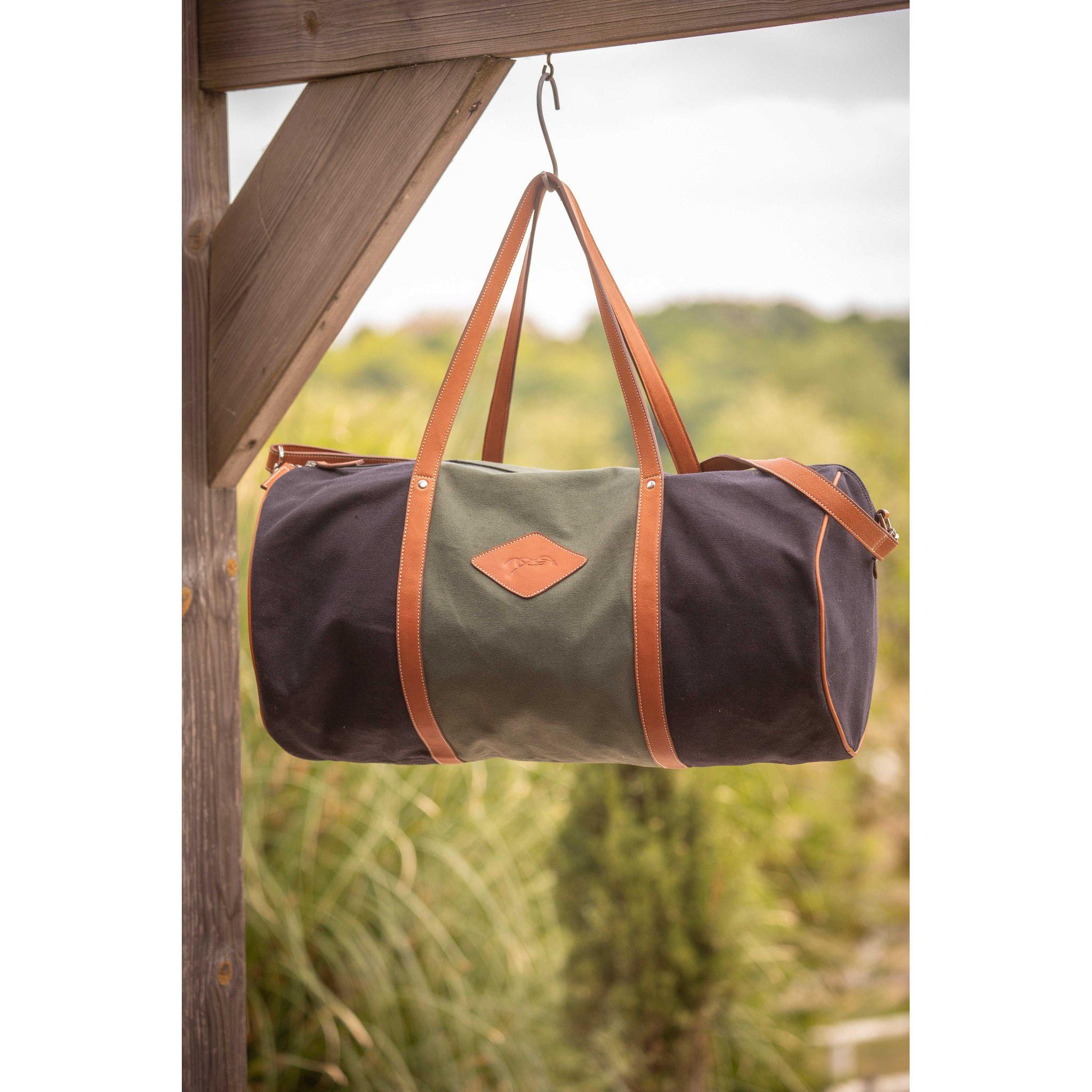 Pénélope Canvas Bowl Bag - Medium Green/black 936224092