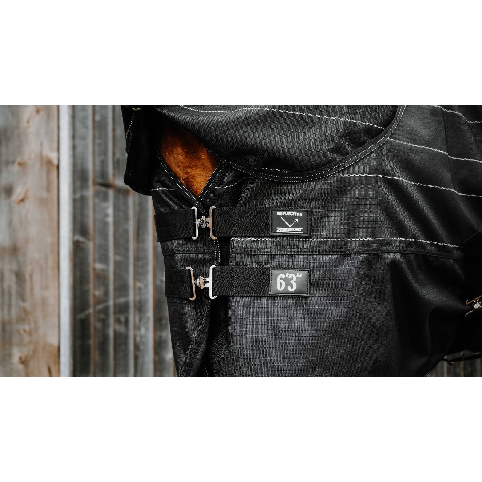 EQUITHÈME Tyrex 600D Lumin Turnout Rug - Standard Black - 400589059_ambi_5