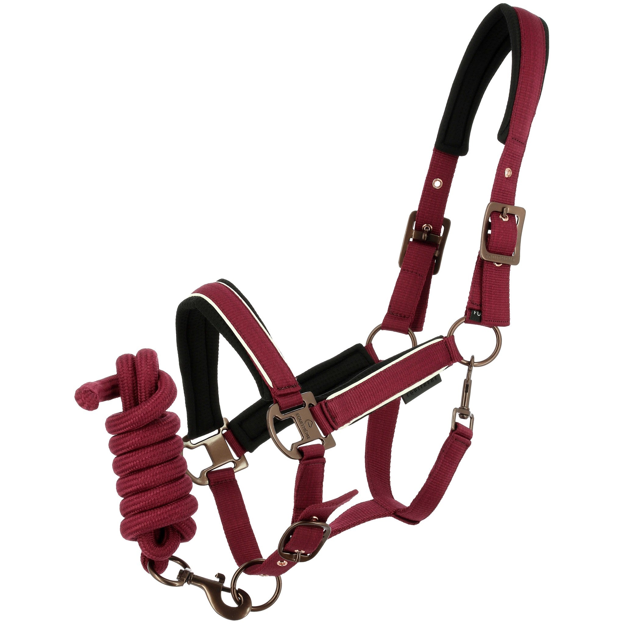 EQUITHEME COCO Halter and Lead Set Burgundy - 510205333_packshot_1