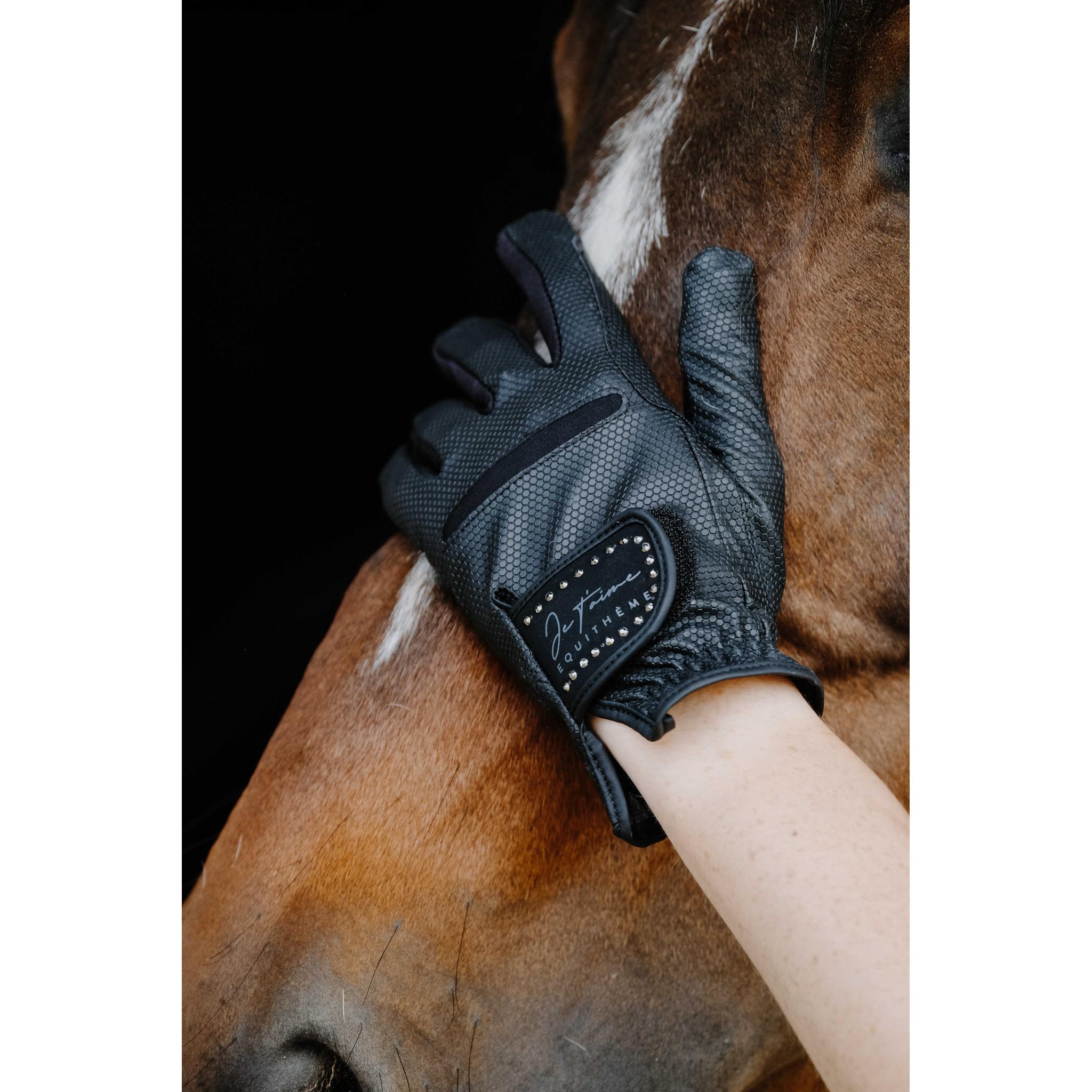 Je t’aime EQUITHÈME Strass Gloves - Adult Black/black 930016022