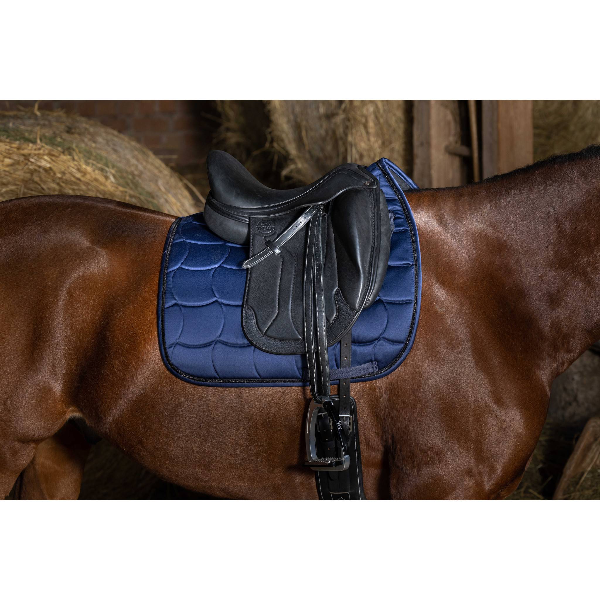 EQUITHÈME Satin Saddle pad - Dressage Navy blue 204433007
