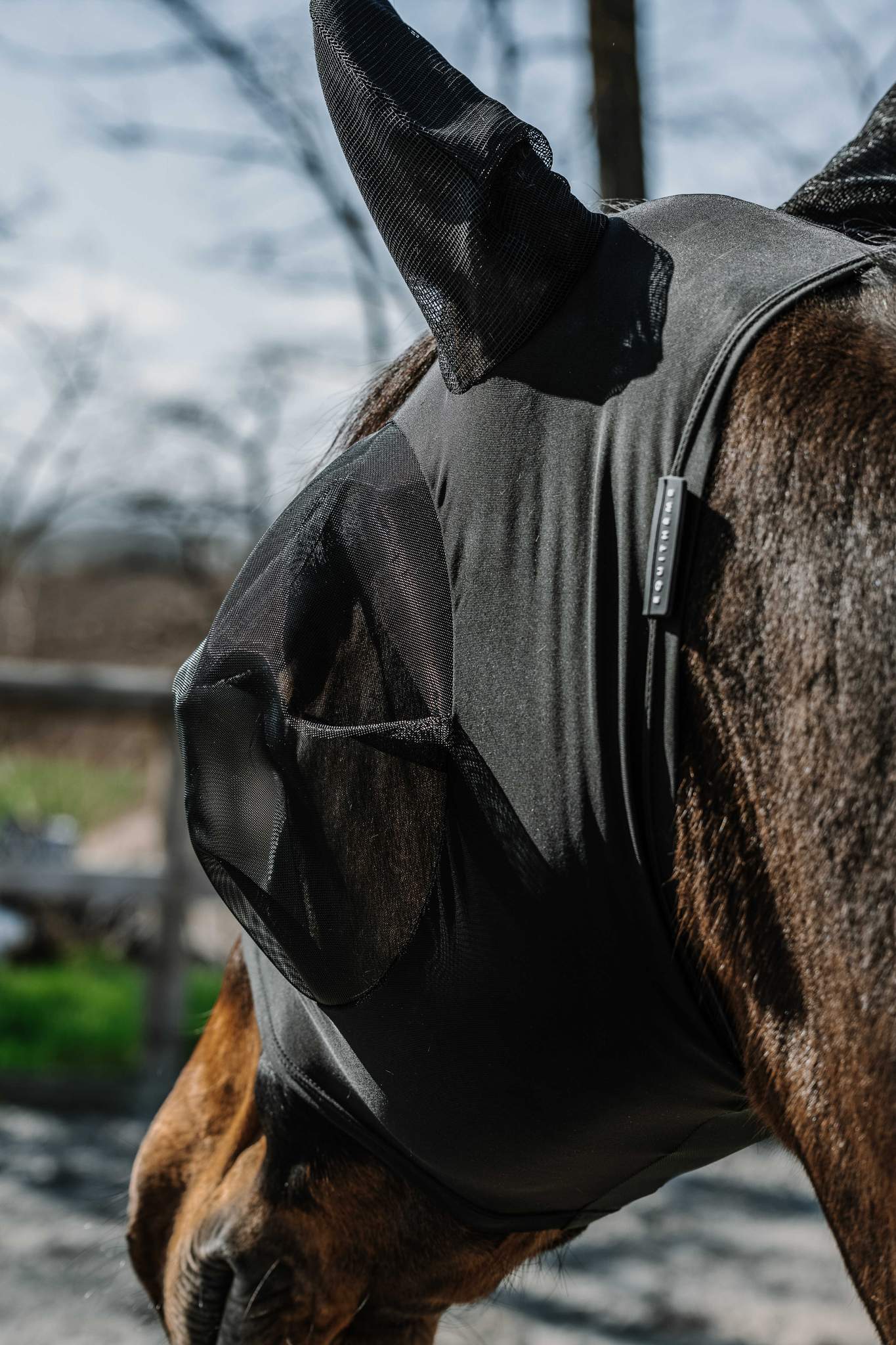 EQUITHÈME Lycra UV Protective Fly Mask Black