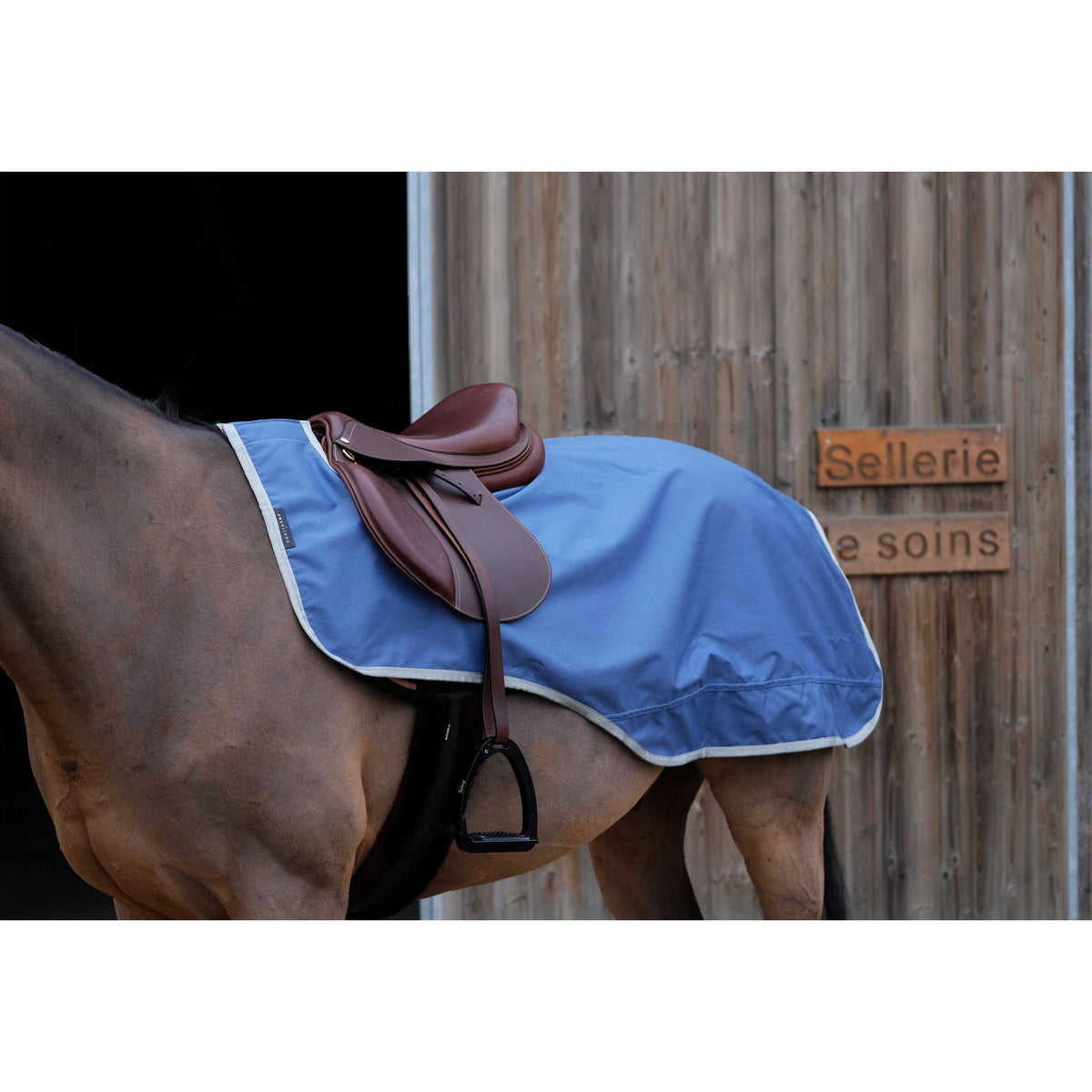 EQUITHÈME Tyrex 600D Recycled Fleece Lined Saddle Cover - Navy blue - 400751140_ambi_1