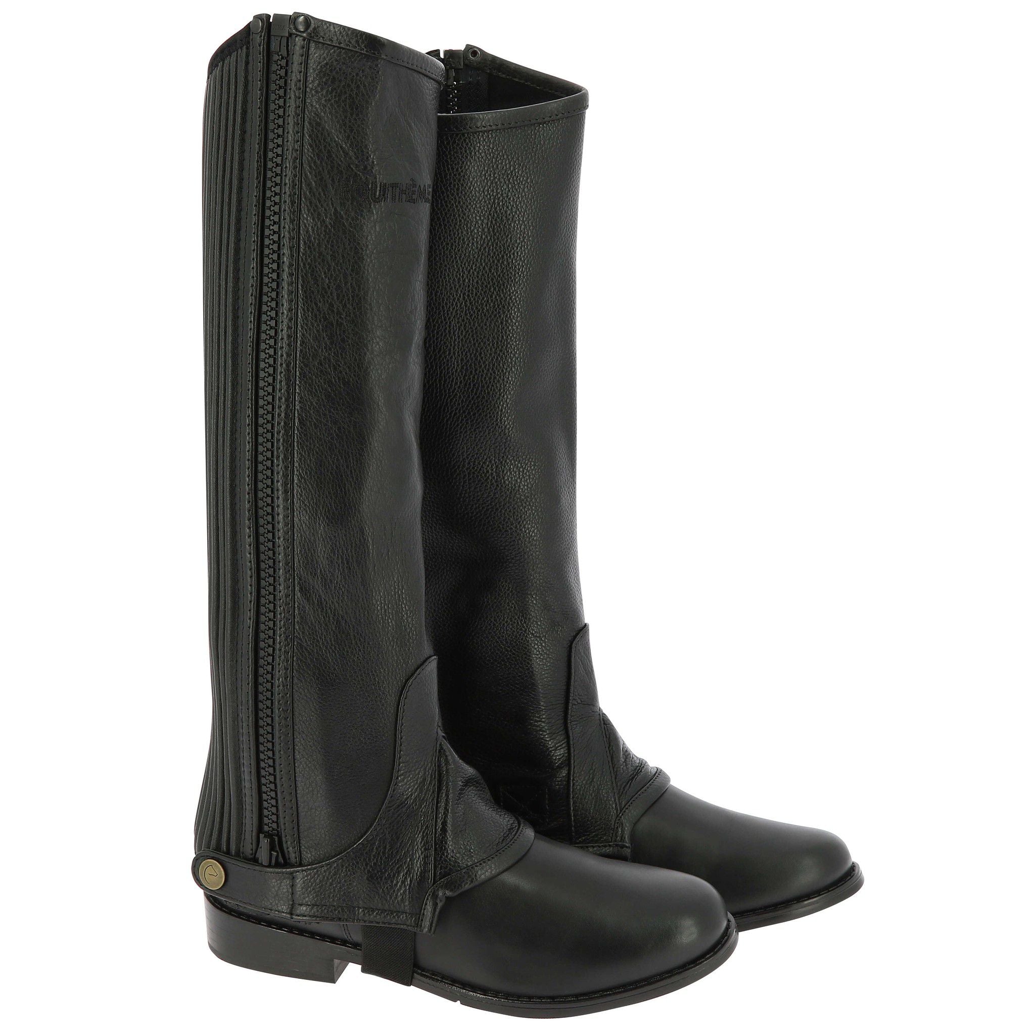 EQUITHÈME Leather half-chaps - Adult Black 913015203