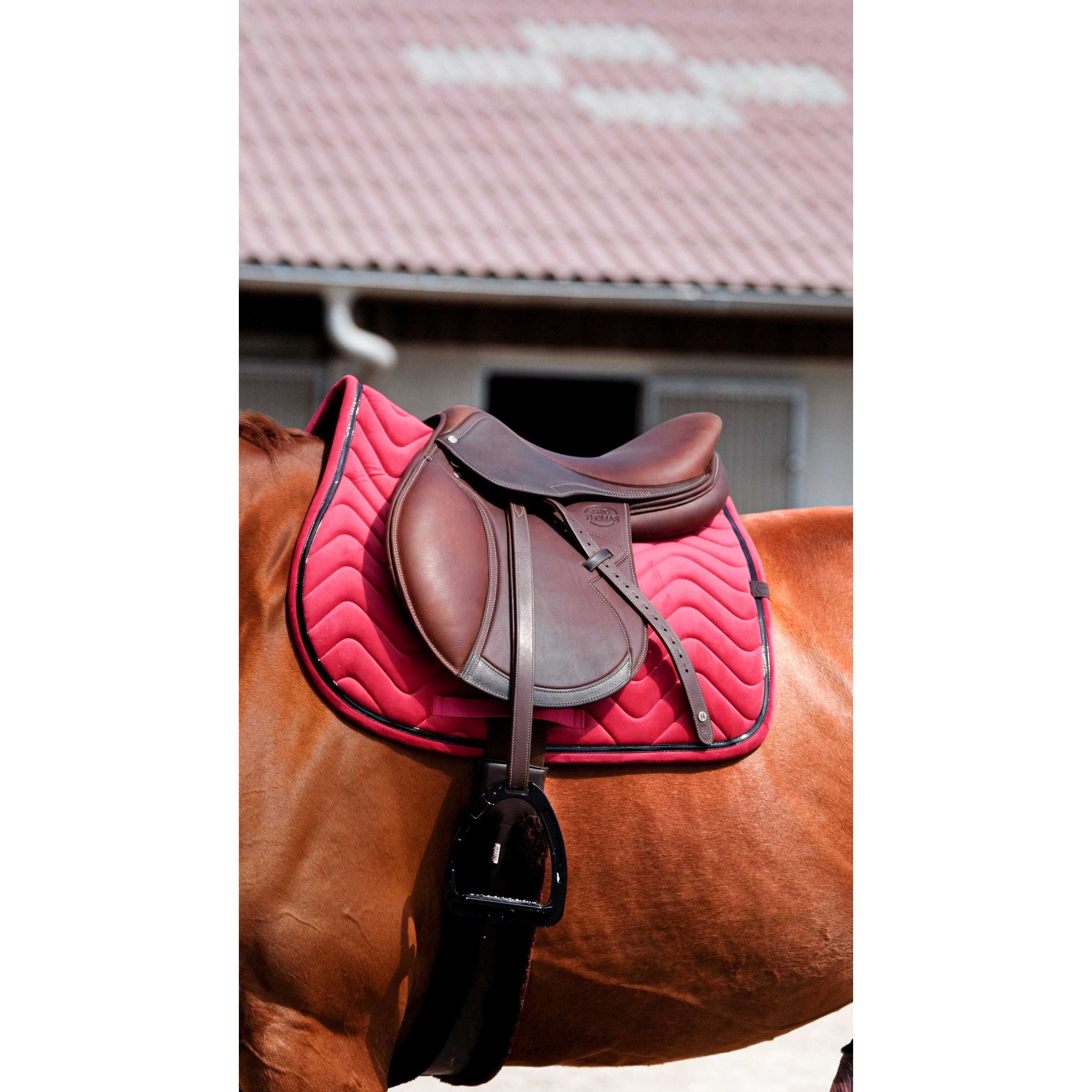 EQUITHÈME Glossy Saddle pad - All purpose Raspberry 204761035