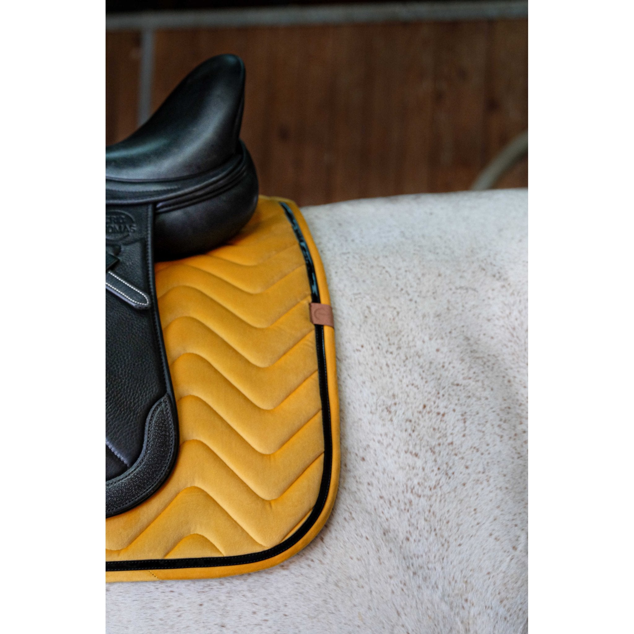 EQUITHÈME Glossy Dressage Saddle Pad Yellow - 204765010_ambi_3