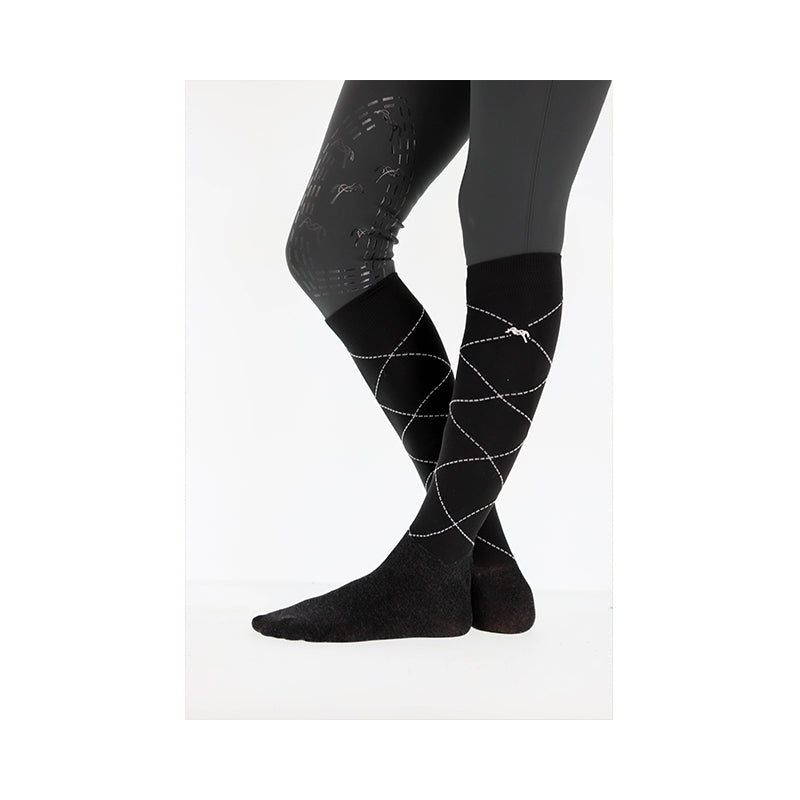 Pénélope Luxe Stripes & Cross socks - Ladies Black