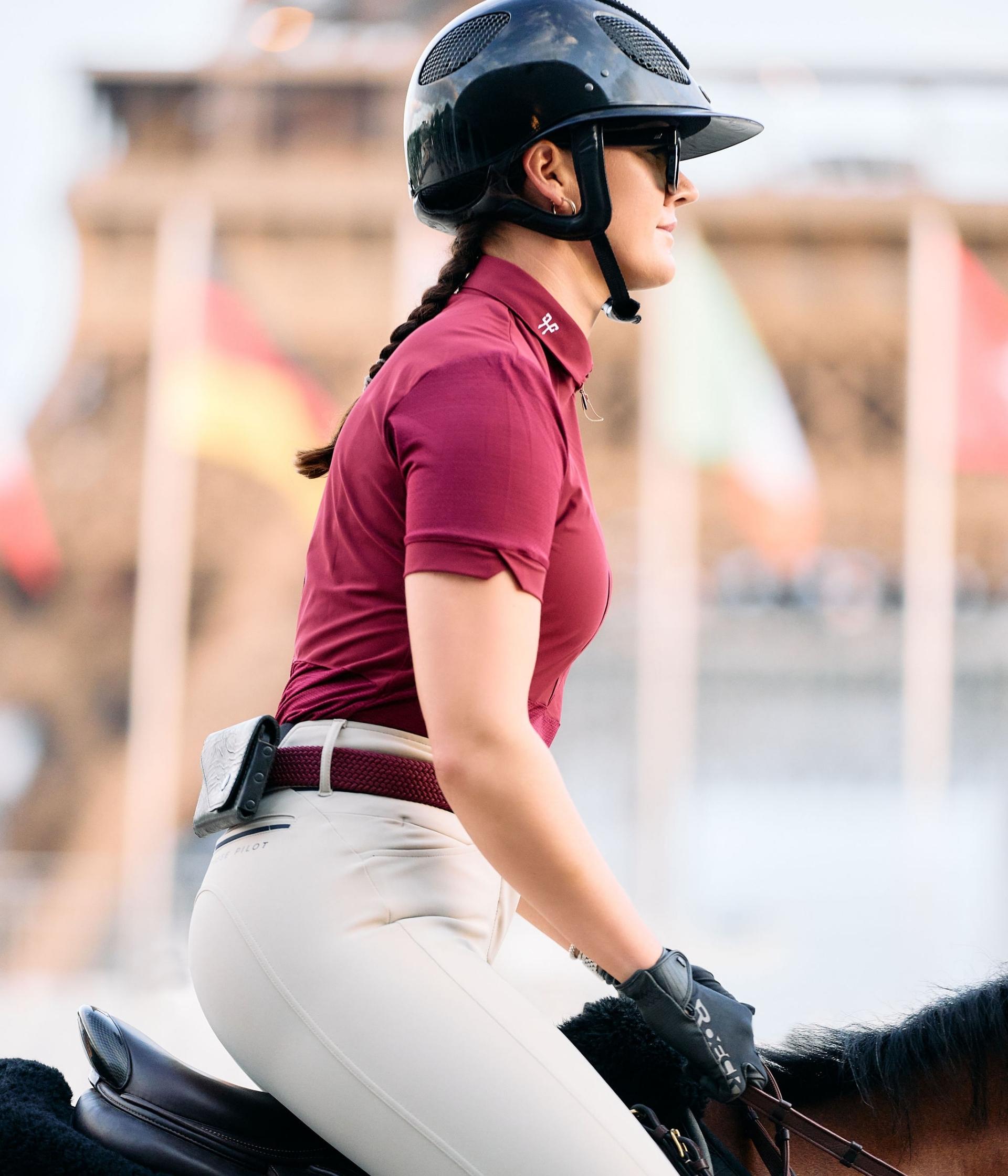 Horse Pilot Aeromesh SS Polo Shirt Women - Dark Red